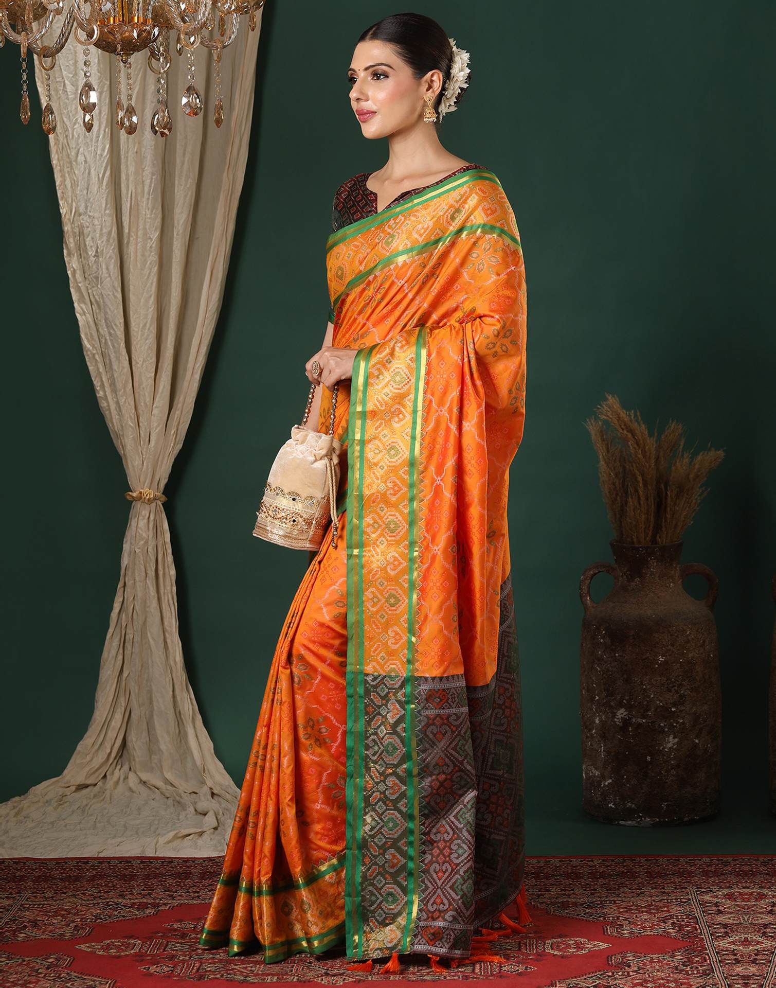 Yellow Silk Patola Woven Saree