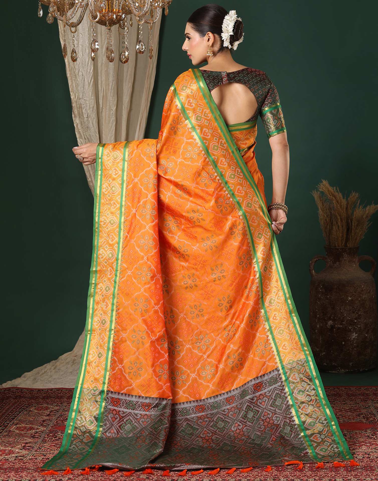 Yellow Silk Patola Woven Saree