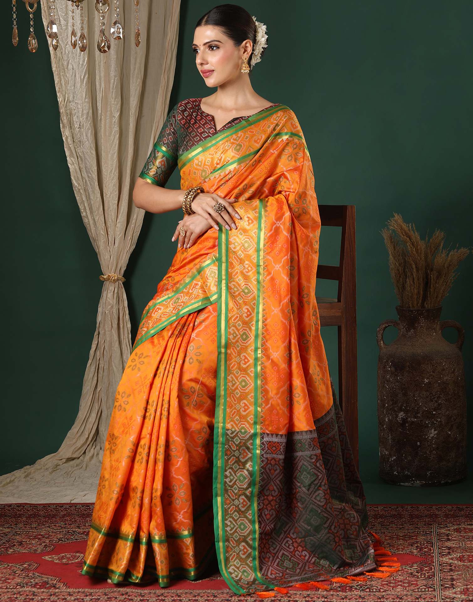 Yellow Silk Patola Woven Saree