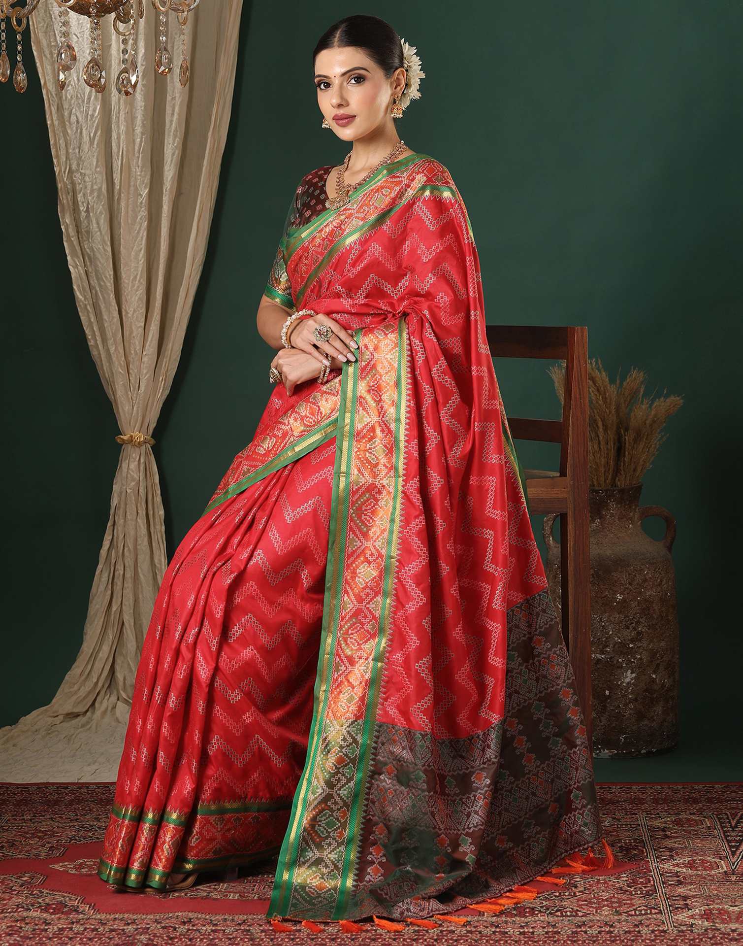 Red Silk Patola Woven Saree
