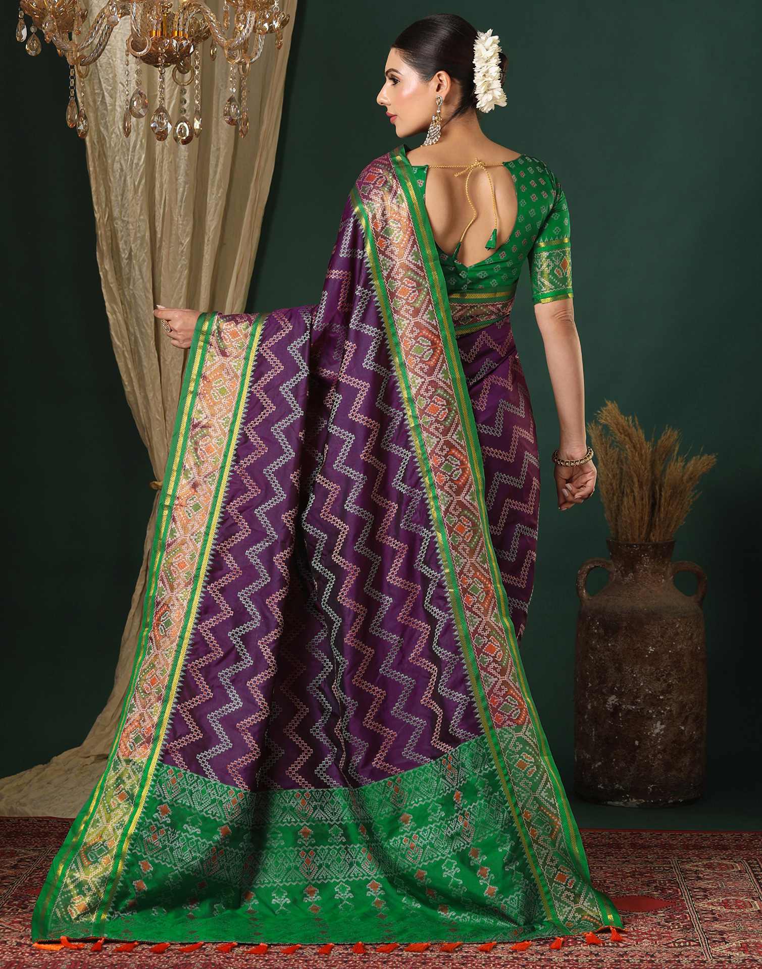 Dark Purple Silk Patola Woven Saree