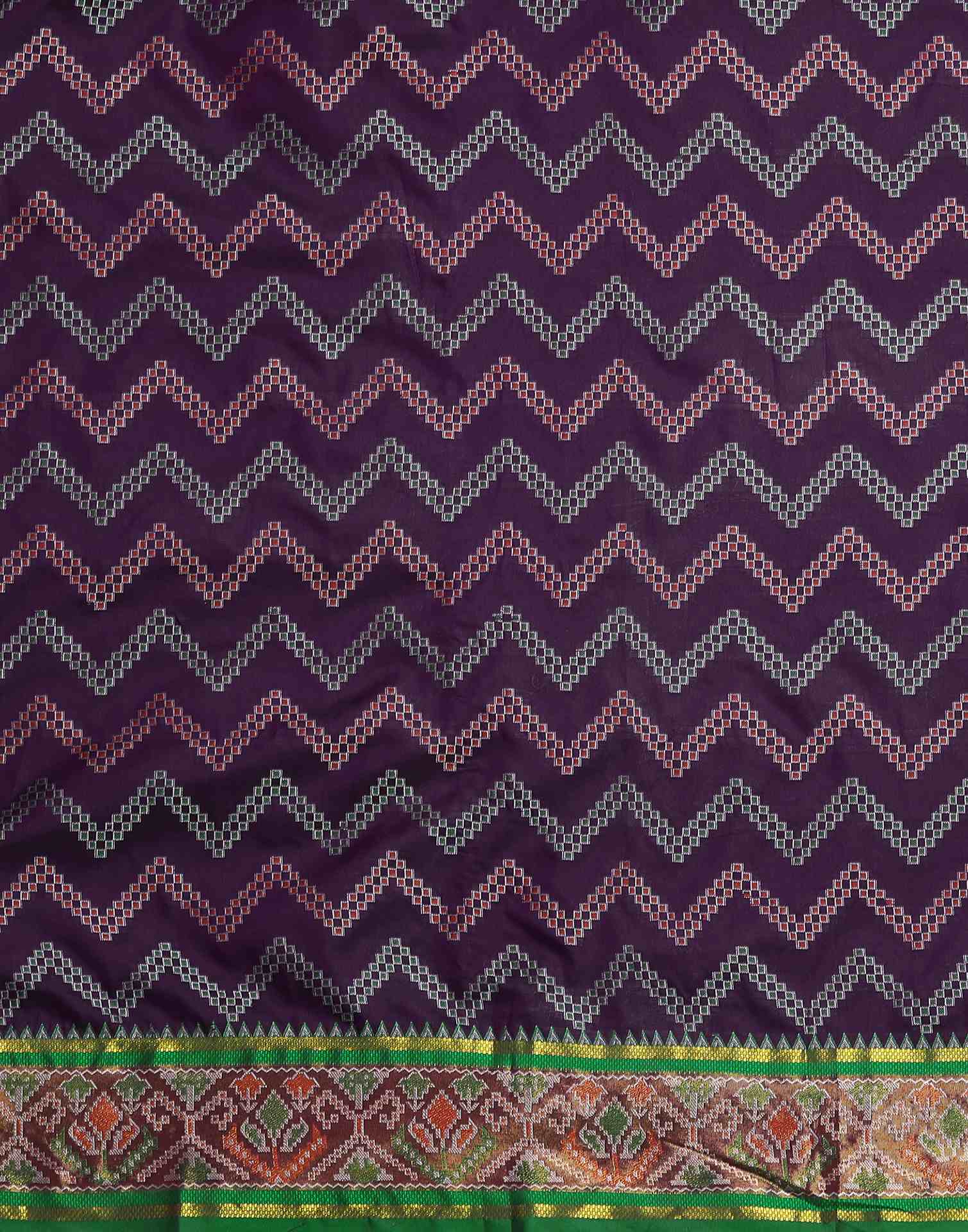 Dark Purple Silk Patola Woven Saree