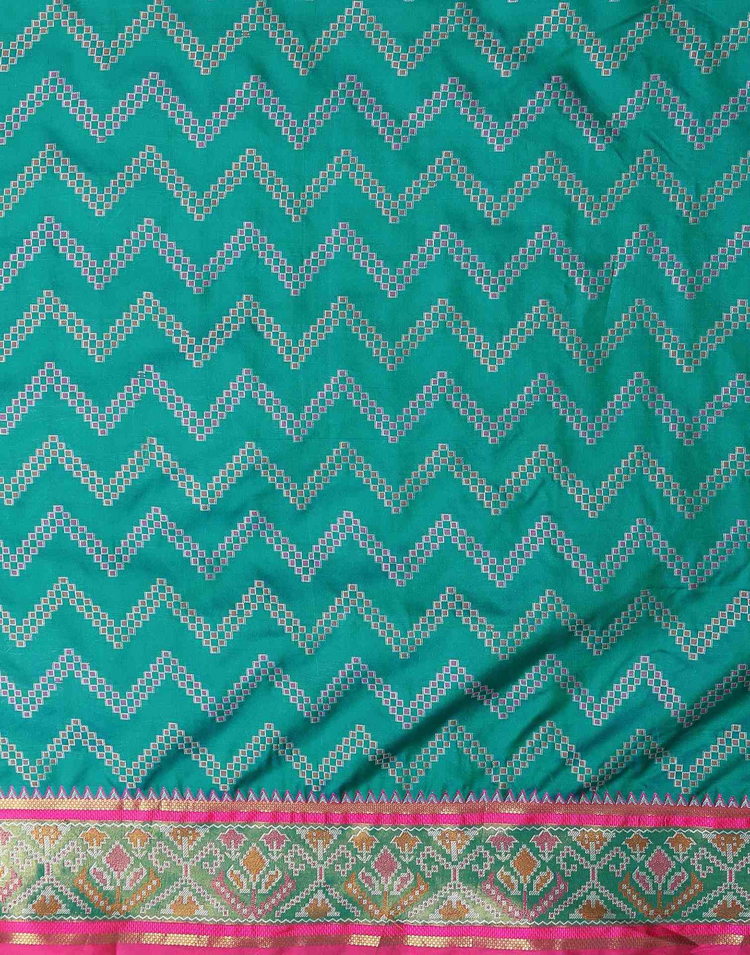 Teal Green Silk Patola Woven Saree