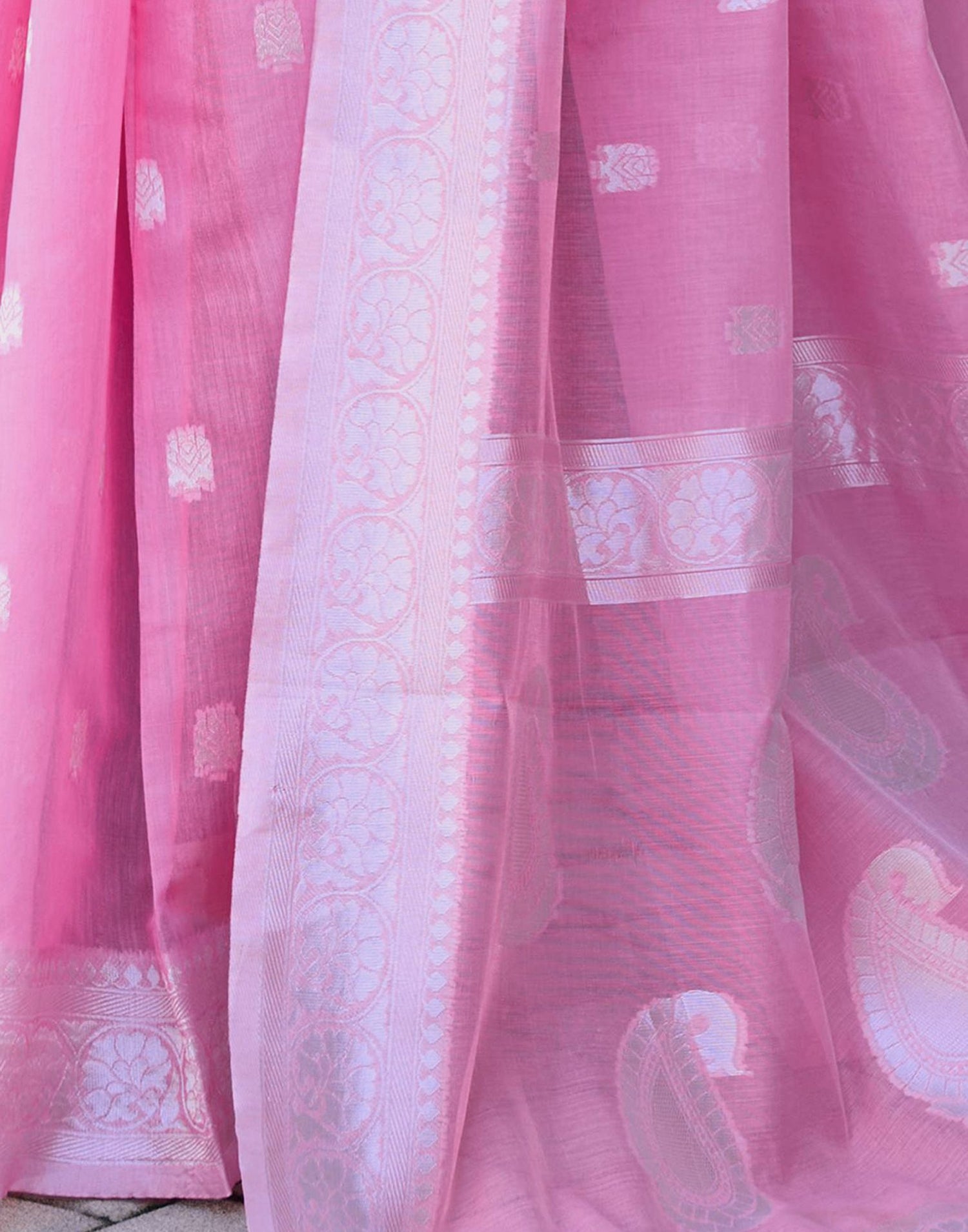 Light Pink Chanderi Woven Saree
