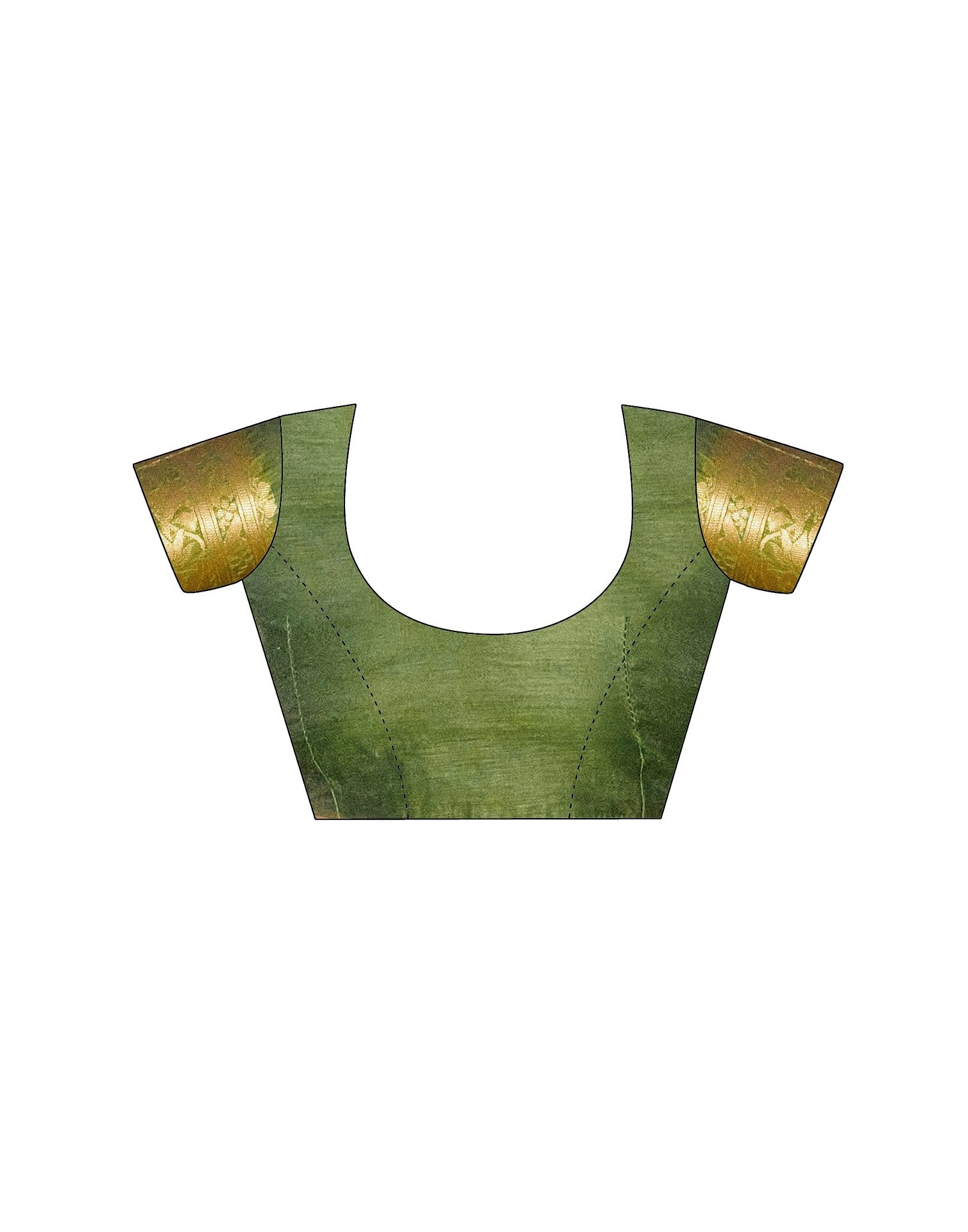 Olive Green Chanderi Woven Saree