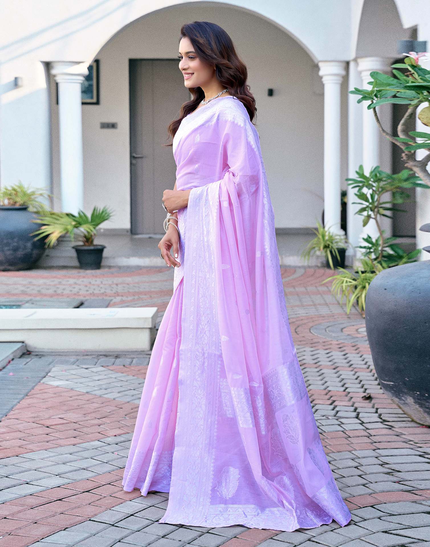 Light Purple Chanderi Woven Saree