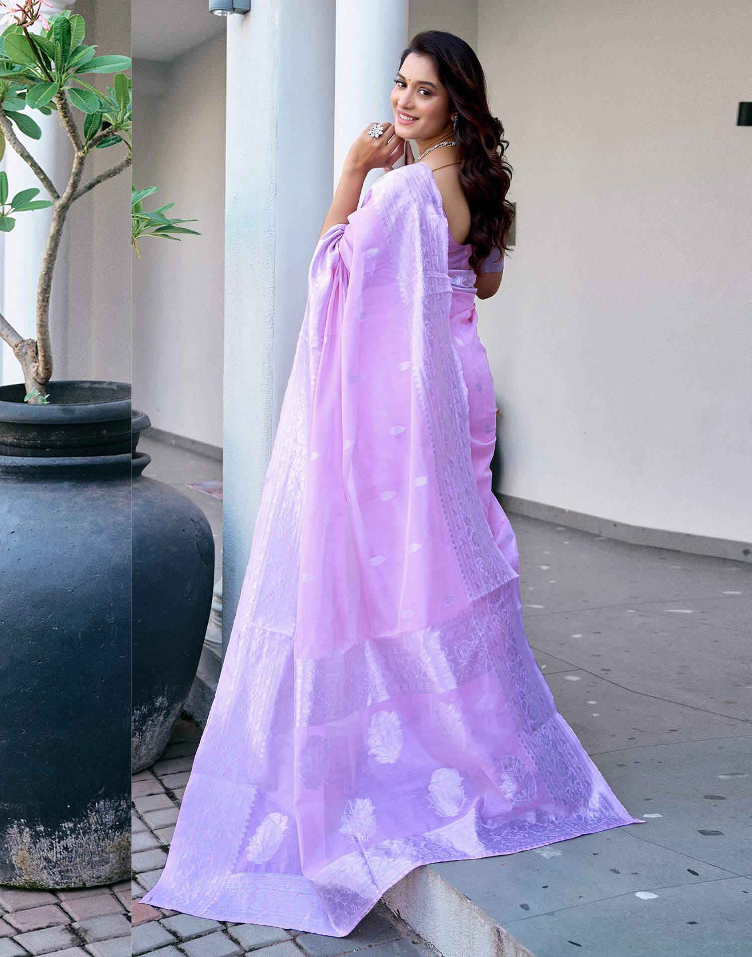 Light Purple Chanderi Woven Saree