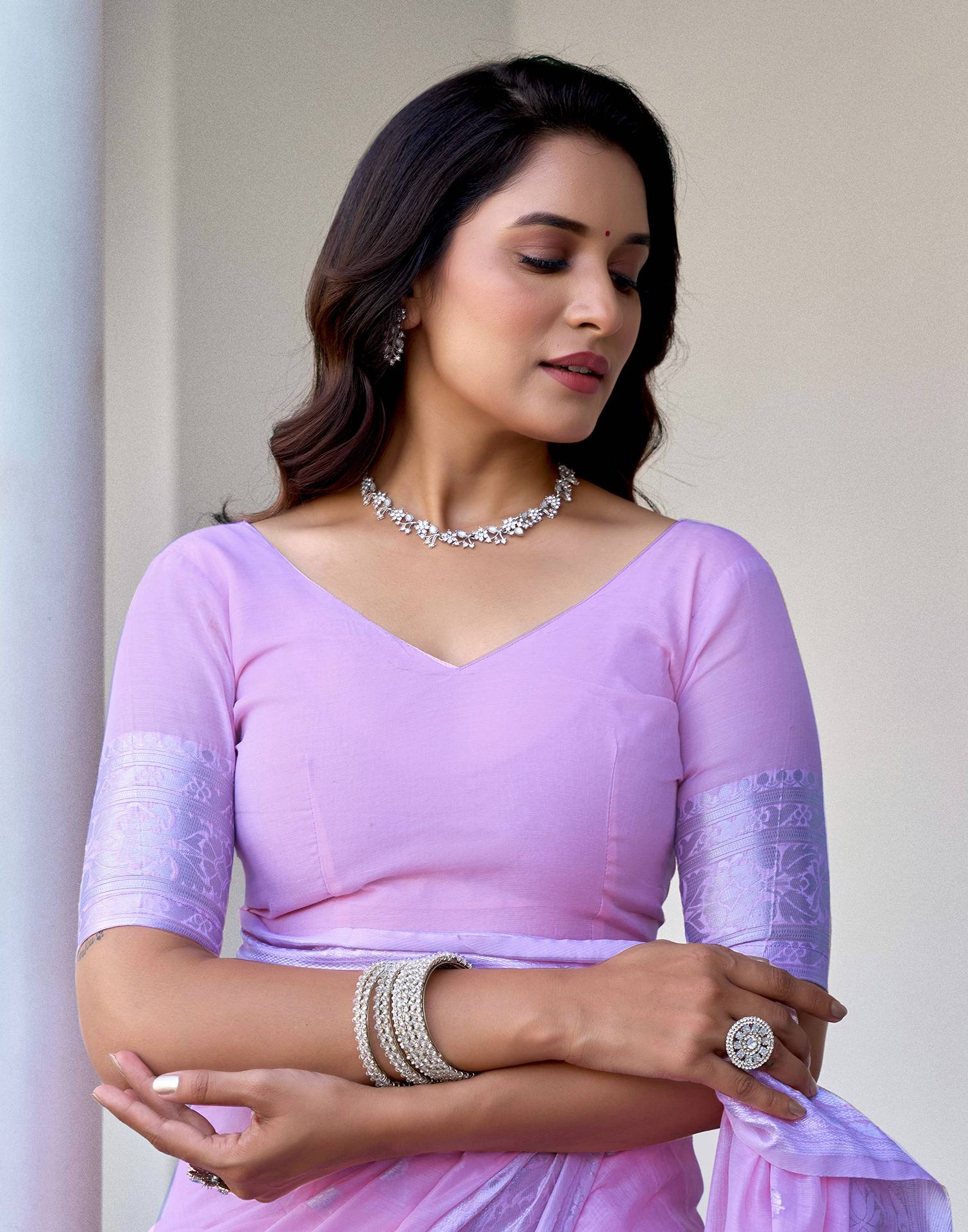 Light Purple Chanderi Woven Saree