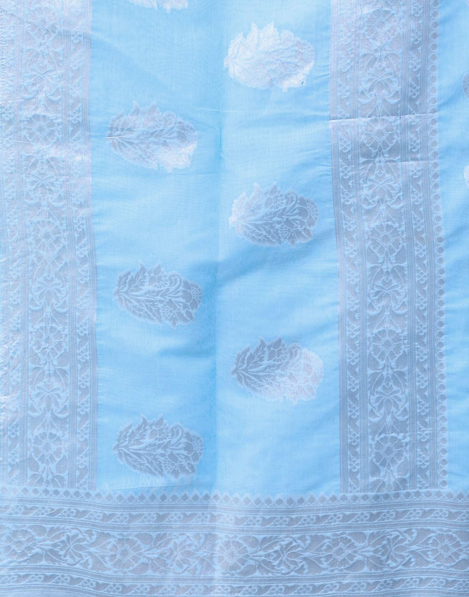 Light Blue Chanderi Woven Saree