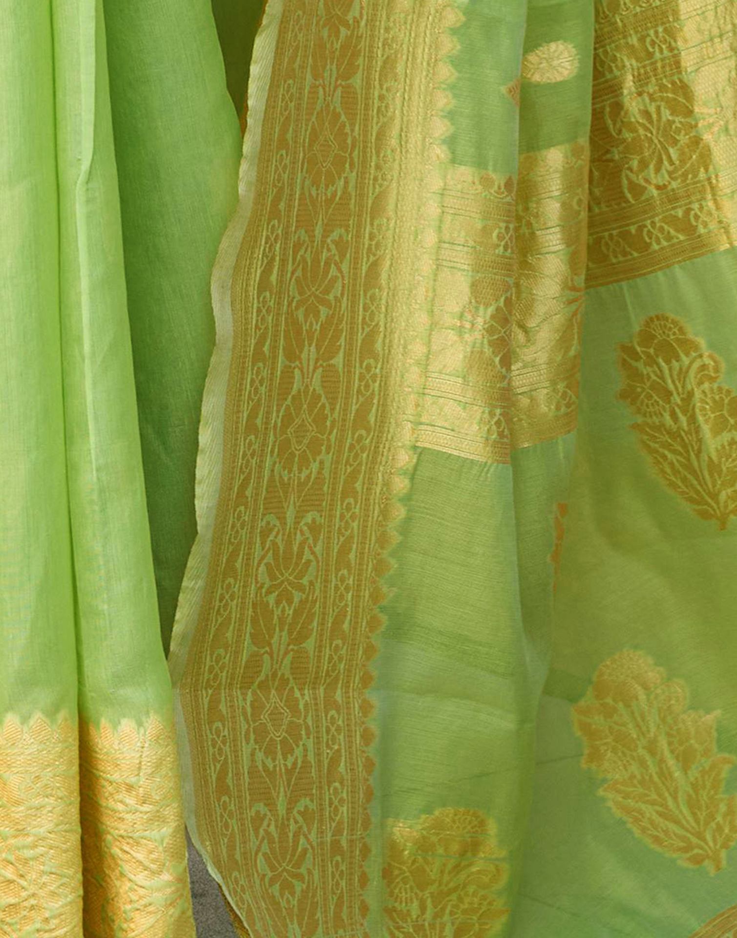 Light Green Chanderi Woven Saree
