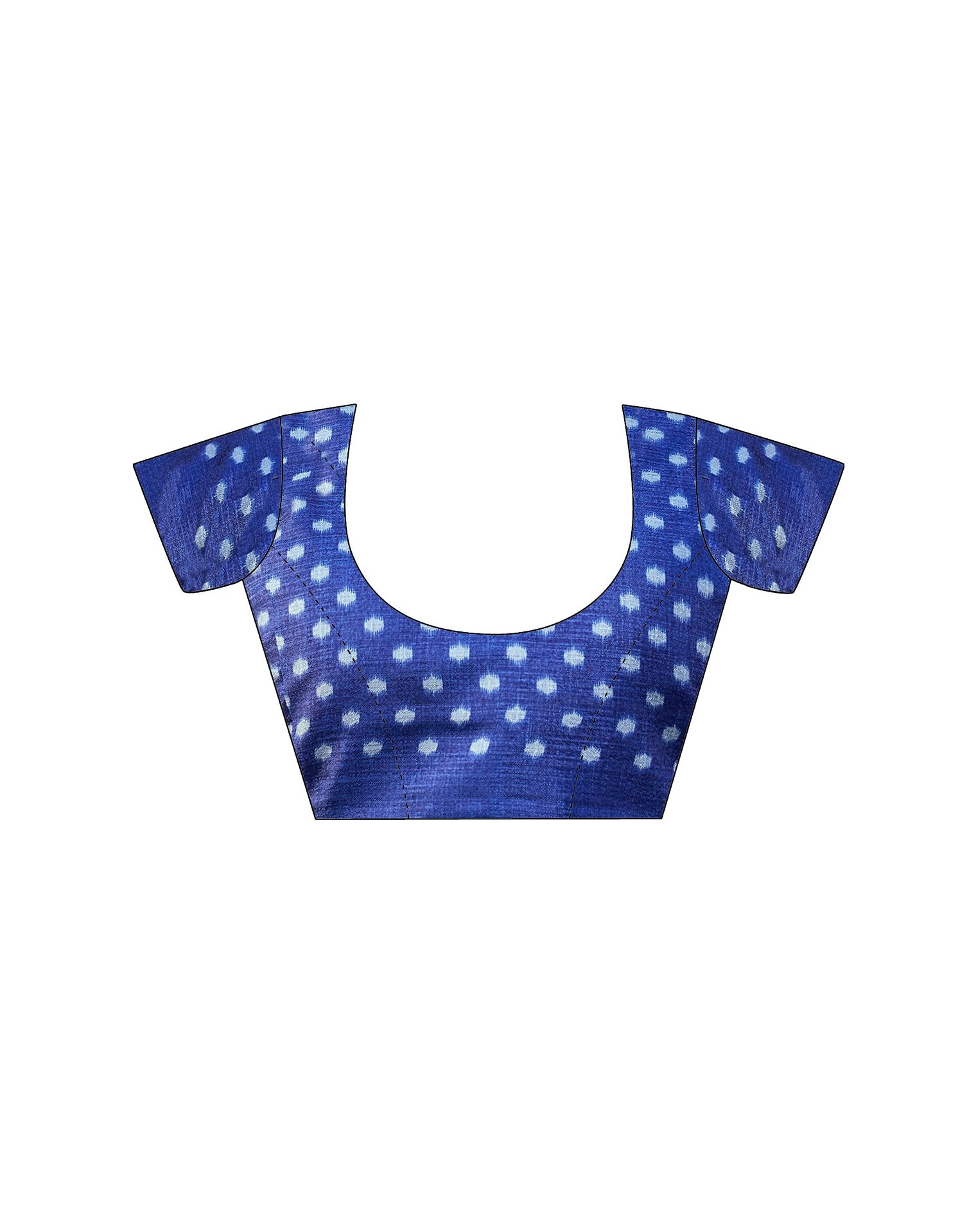 Dark Blue Cotton Blend Ikkat Printed Saree
