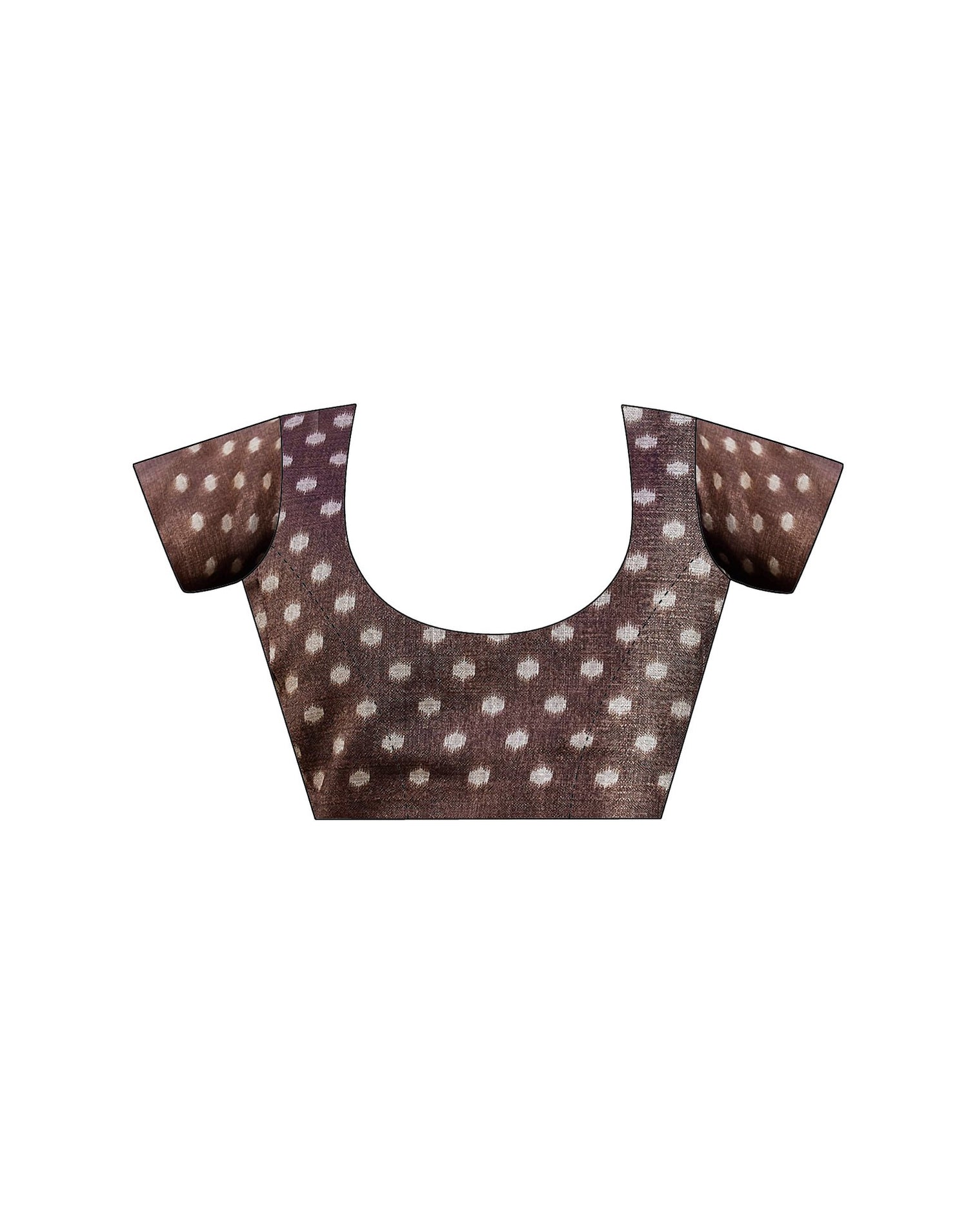 Brown Cotton Blend Ikkat Printed Saree