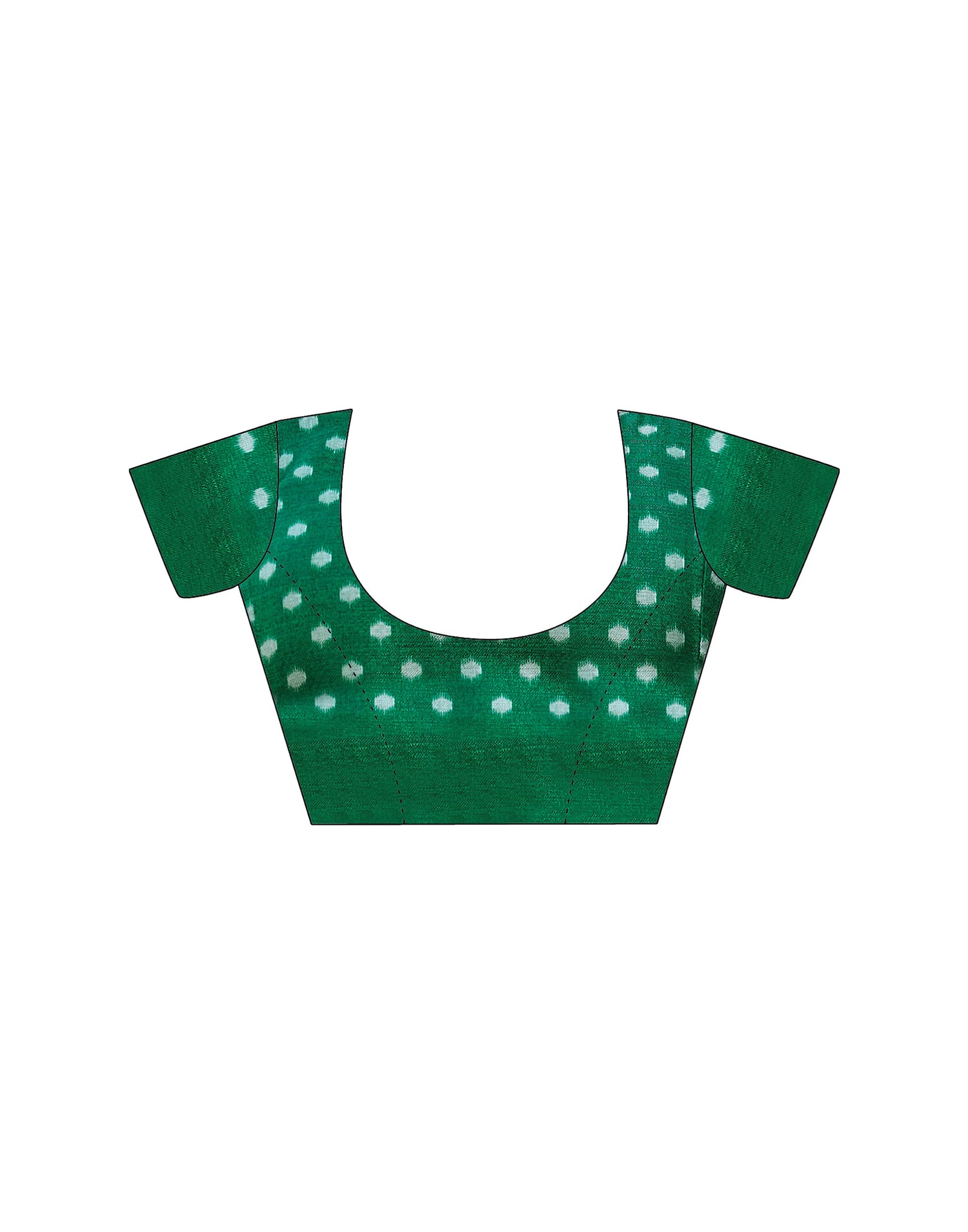 Dark Green Cotton Blend Ikkat Printed Saree