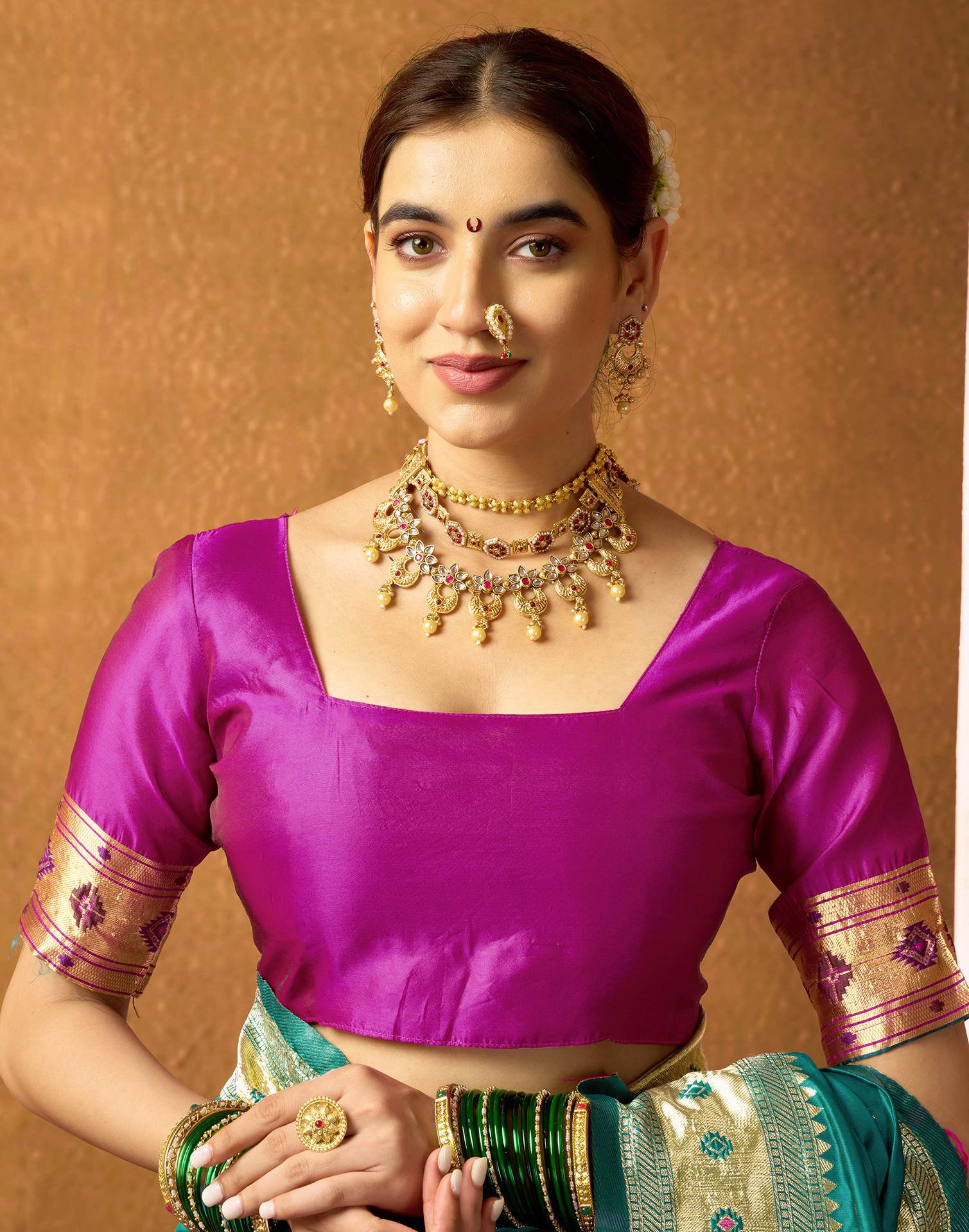 Teal Green Silk Woven Paithani Saree