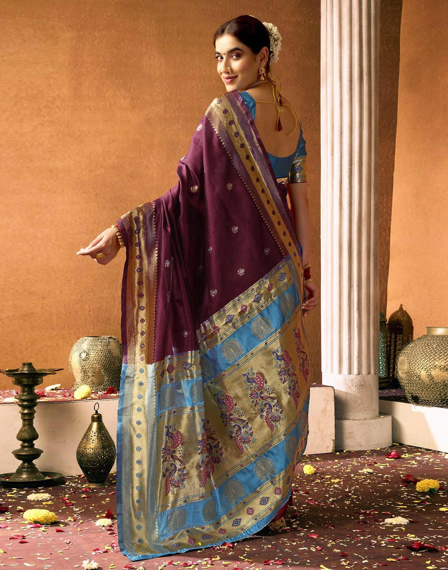 Maroon Silk Woven Paithani Saree