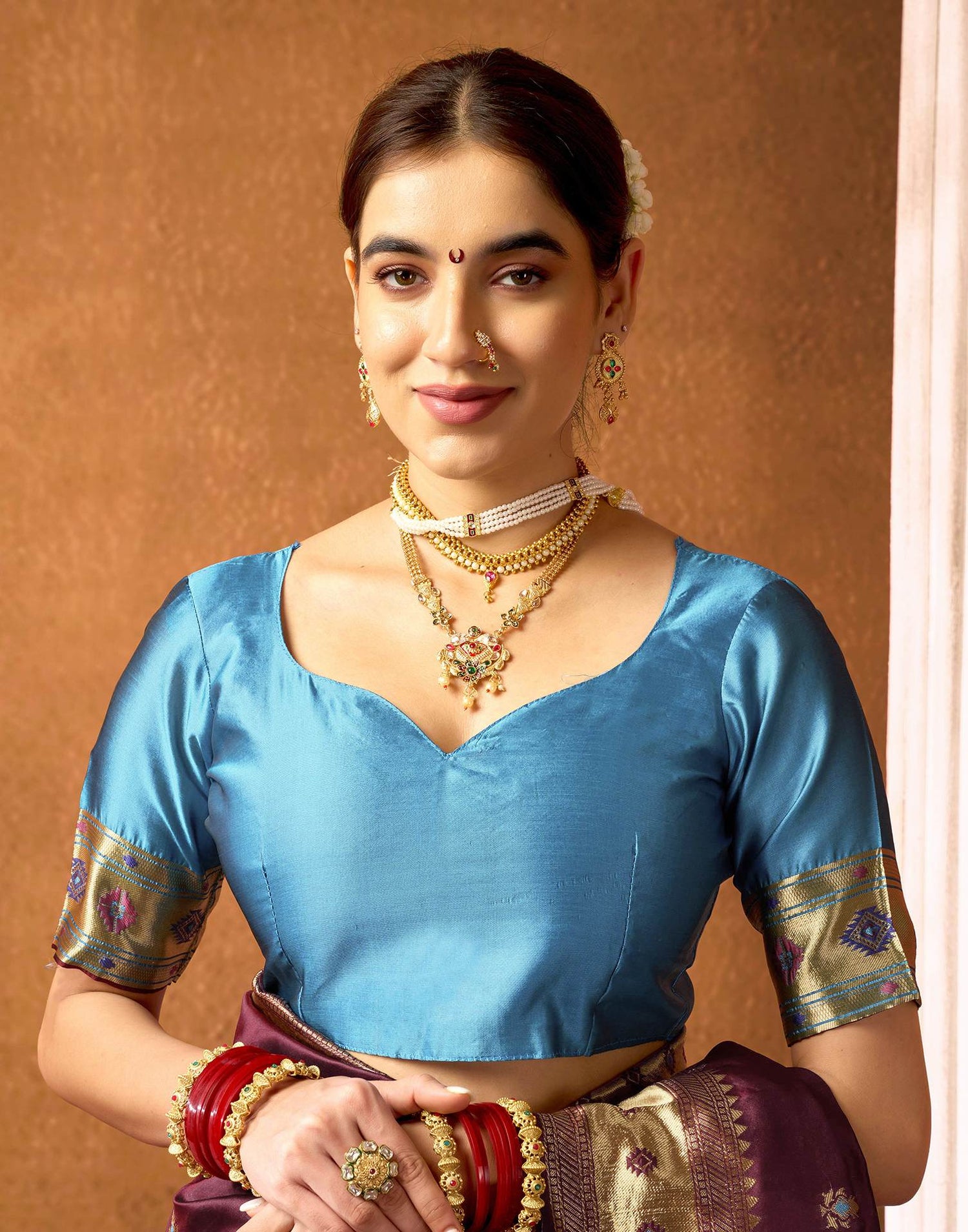 Maroon Silk Woven Paithani Saree