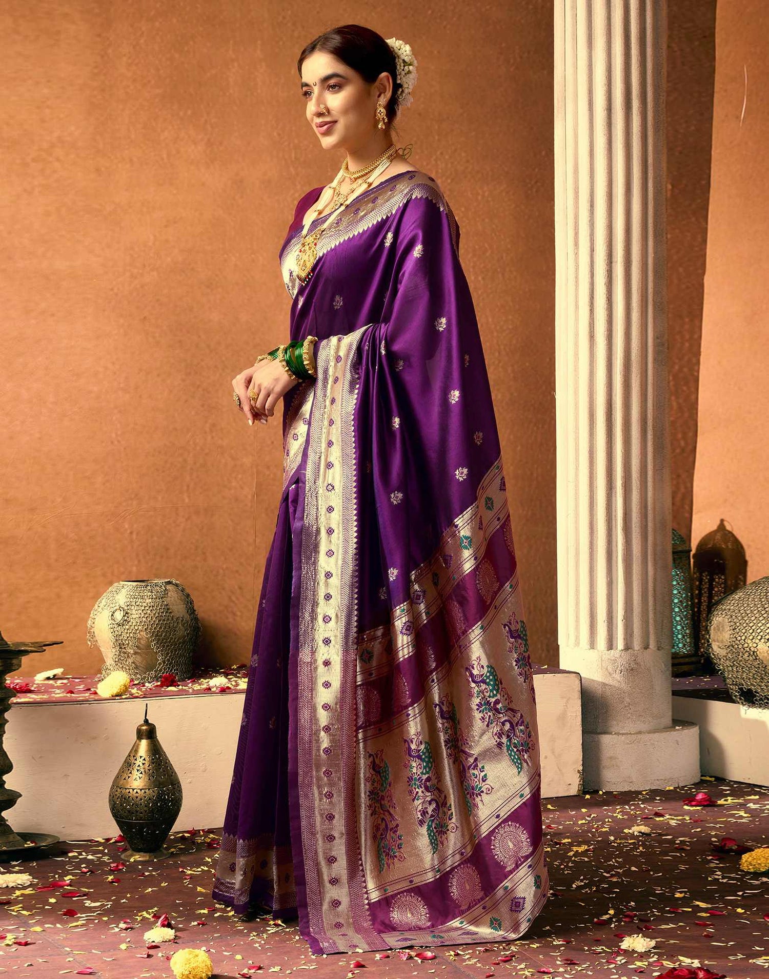 Dark Purple Silk Woven Paithani Saree