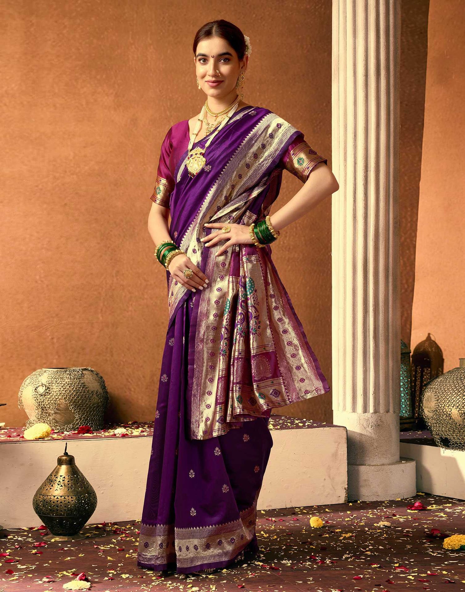 Dark Purple Silk Woven Paithani Saree