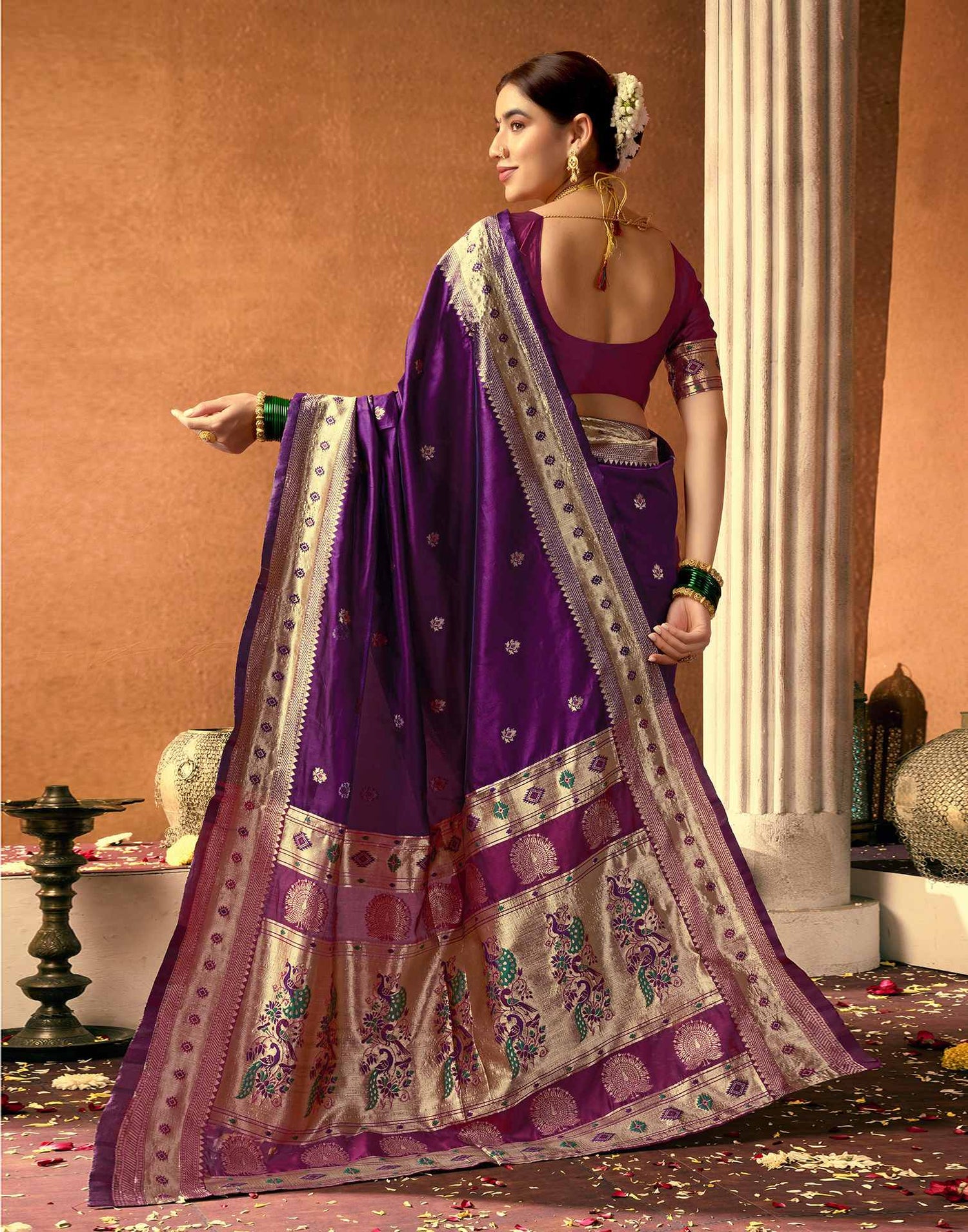 Dark Purple Silk Woven Paithani Saree