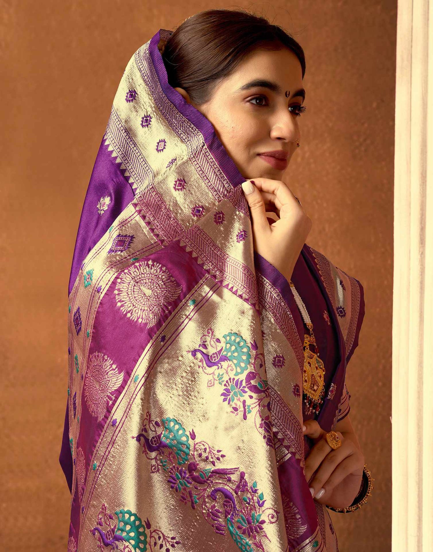 Dark Purple Silk Woven Paithani Saree