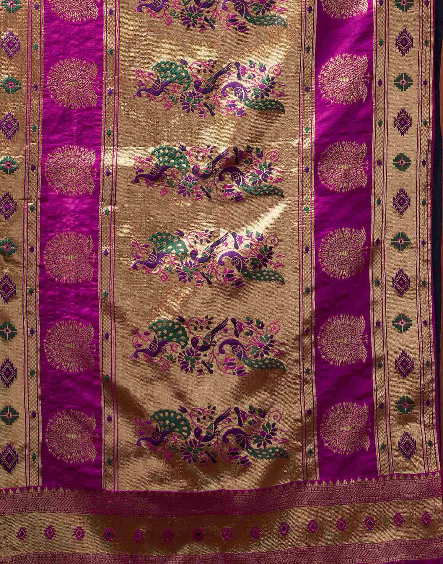 Navy Blue Silk Woven Paithani Saree