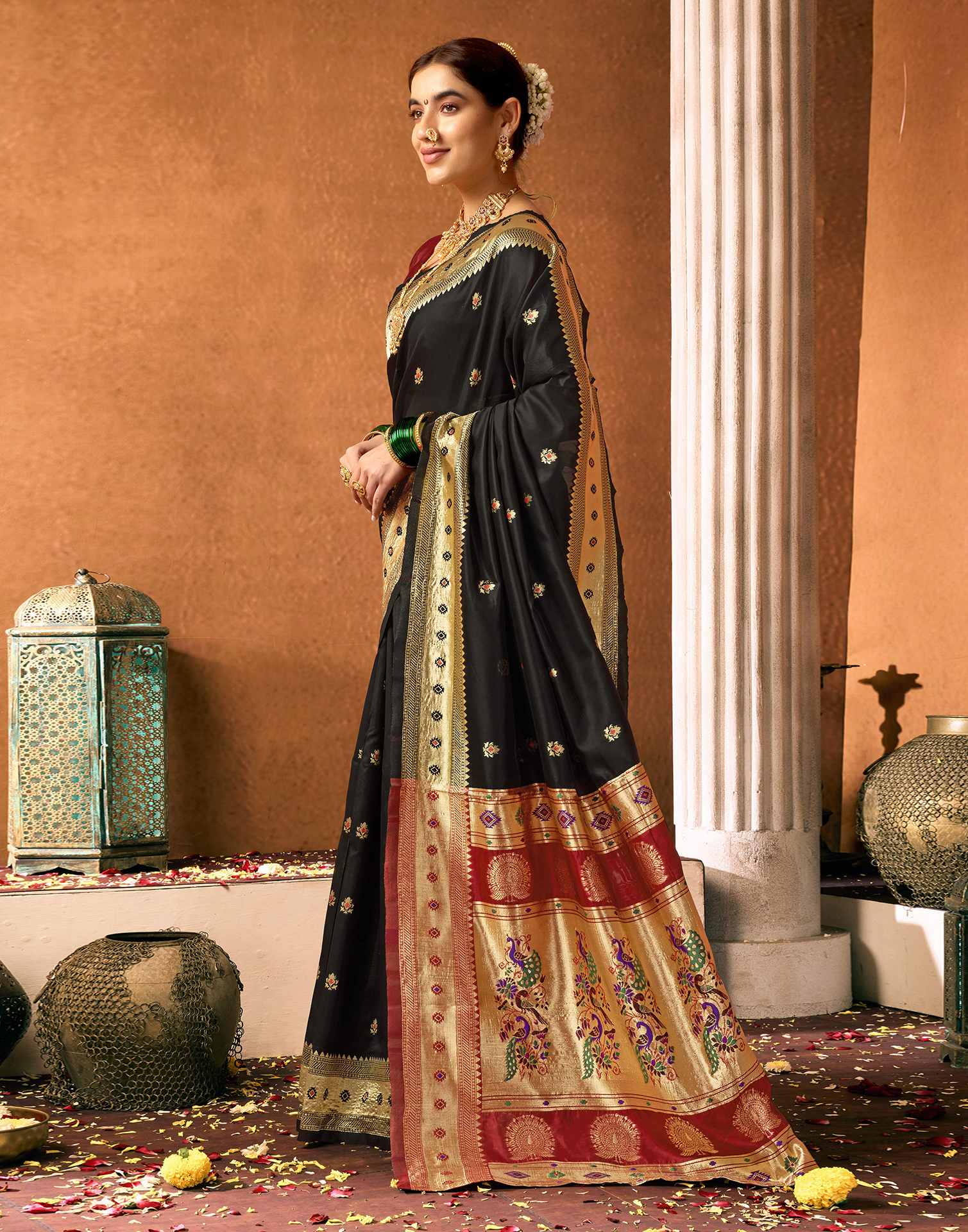 Black Silk Woven Paithani Saree