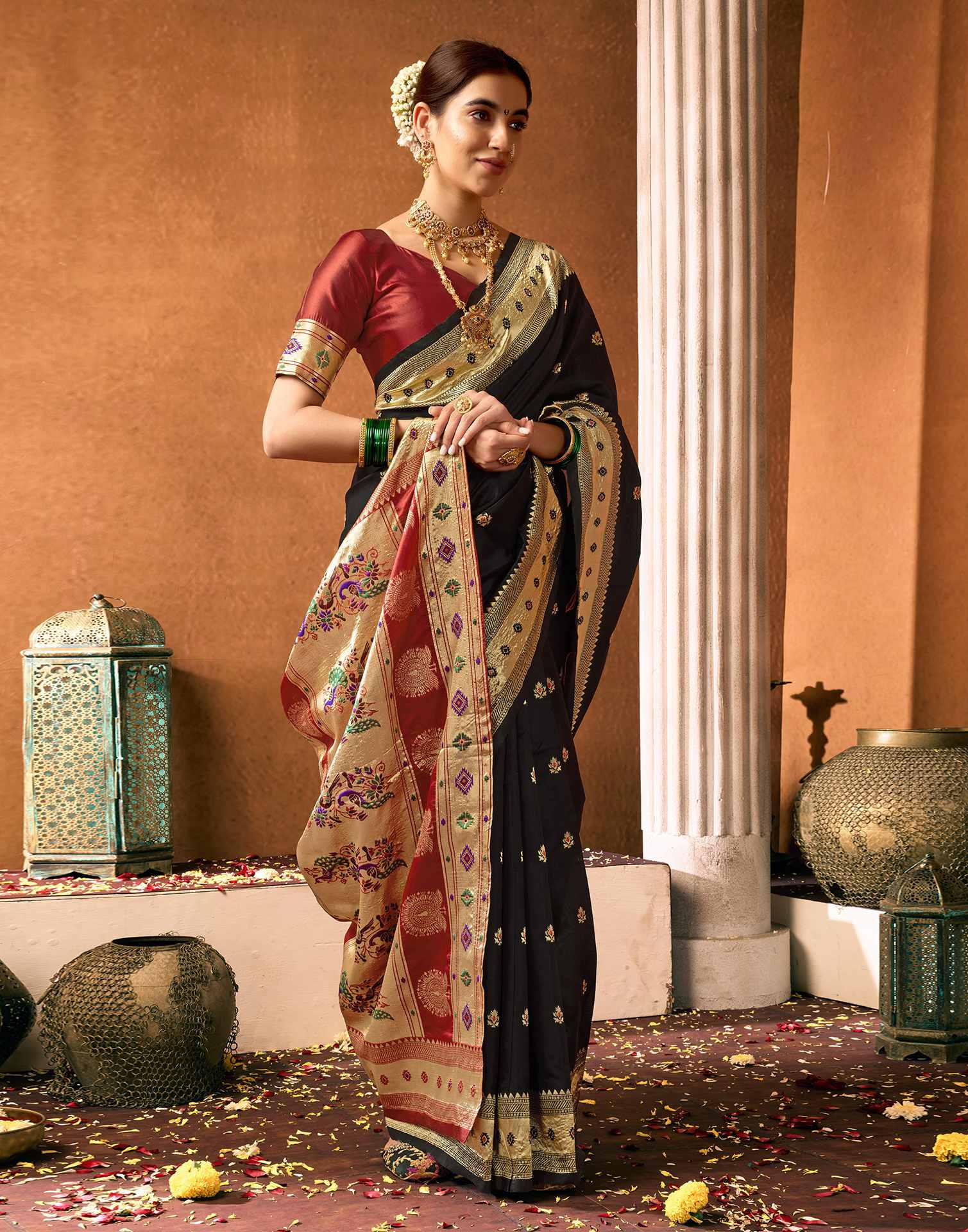 Black Silk Woven Paithani Saree
