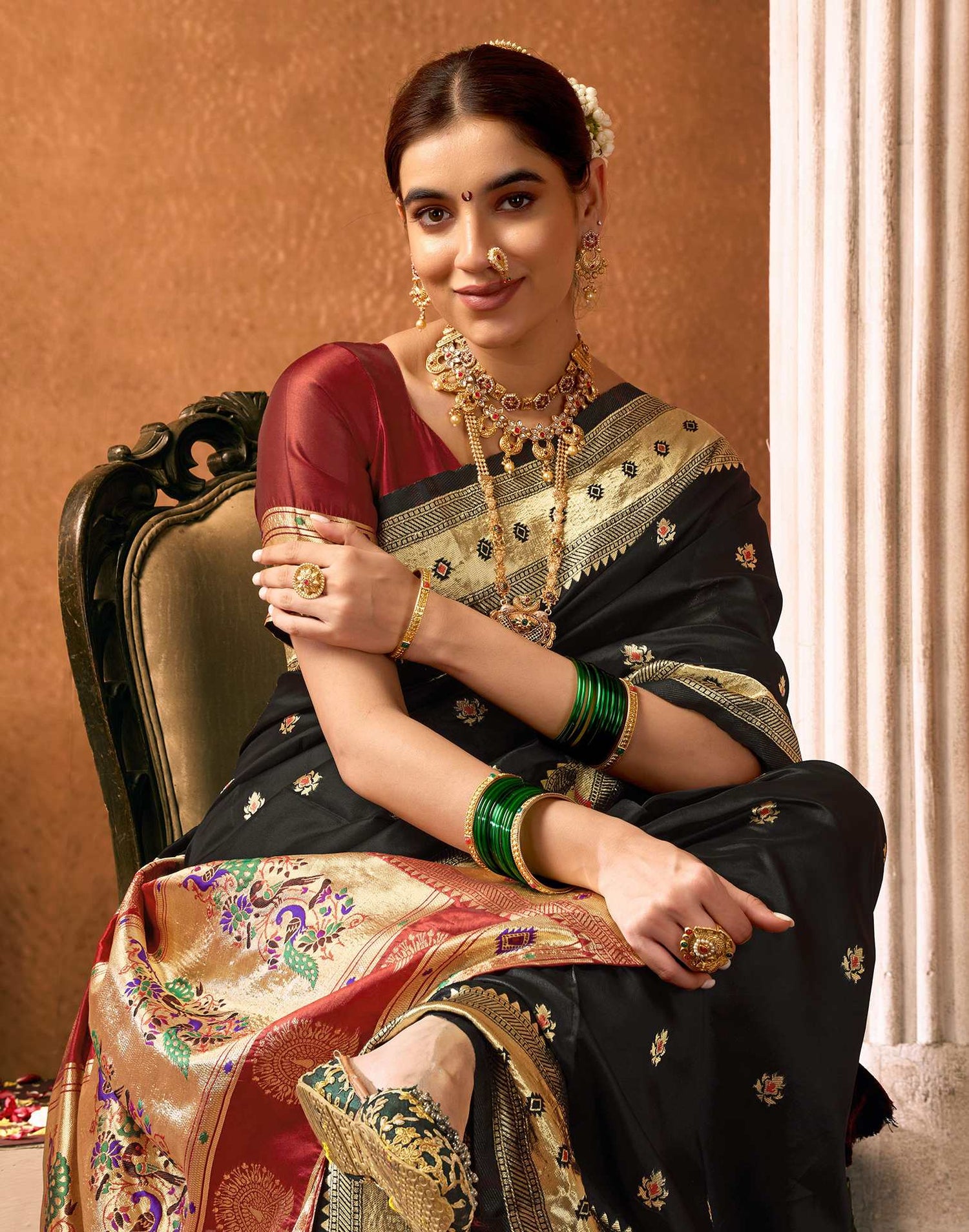 Black Silk Woven Paithani Saree