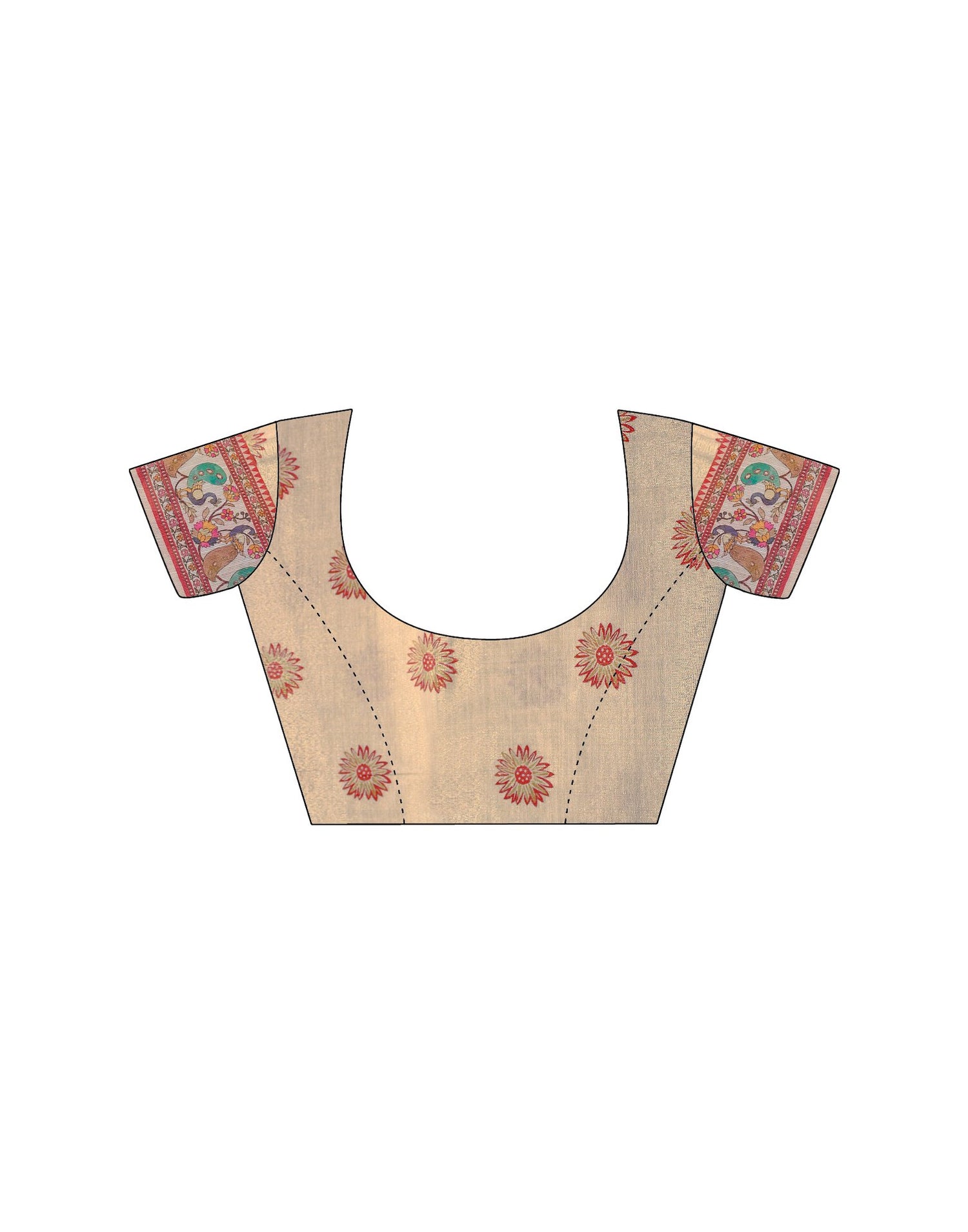 Beige Linen Floral Printed Saree