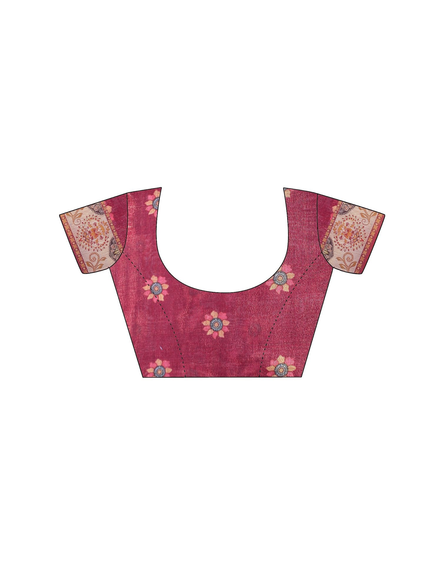 Rani Pink Linen Floral Printed Saree