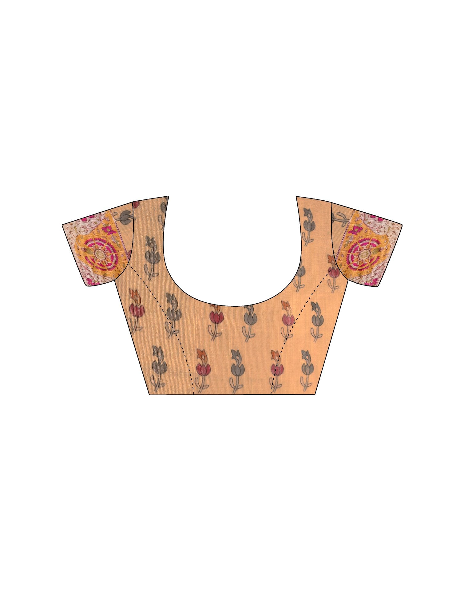 Dusty Orange Linen Floral Printed Printed Saree