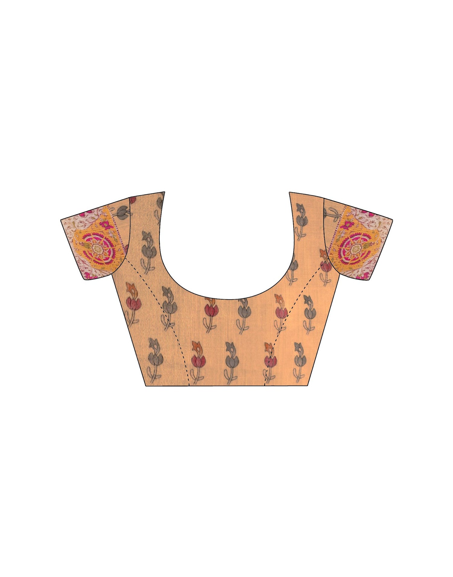 Dusty Orange Linen Floral Printed Saree