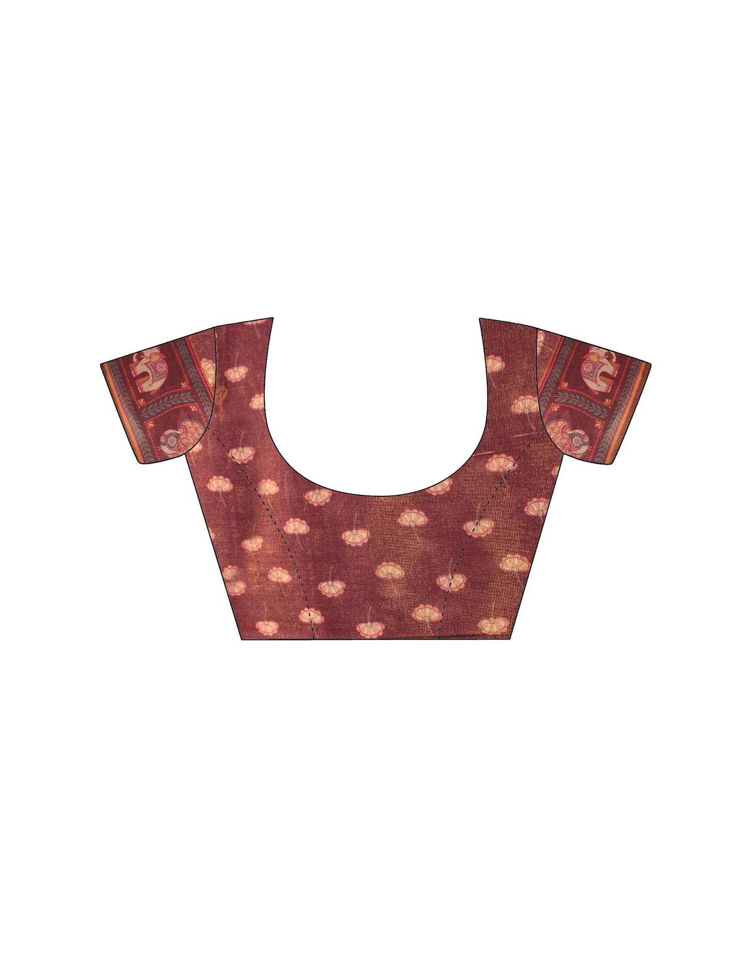 Dusty Wine Linen Floral Printed Saree