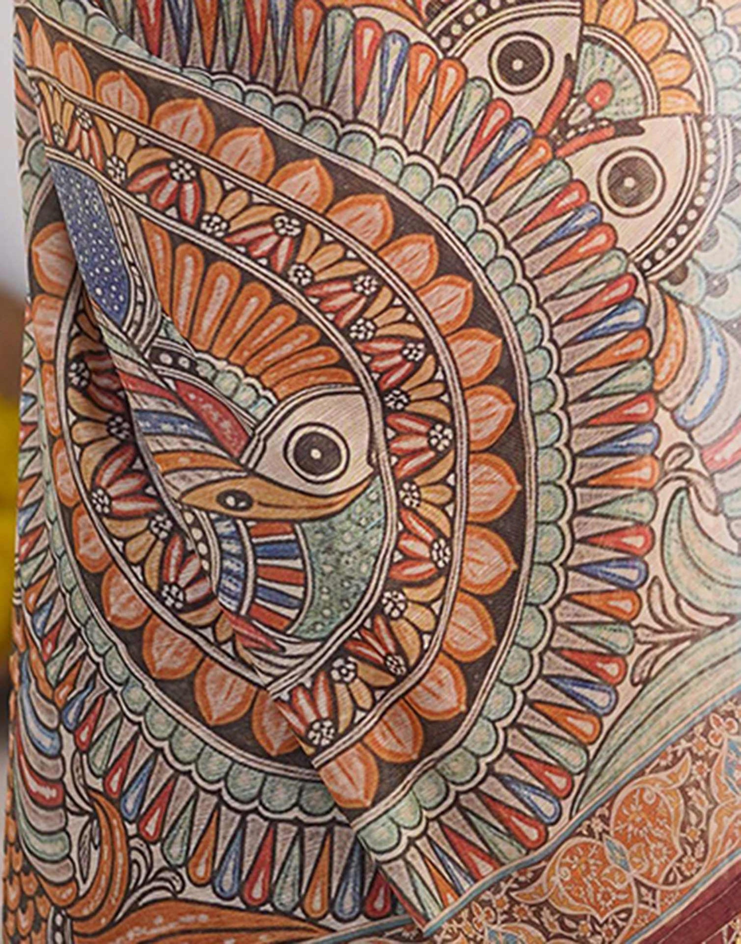 Dusty Wine Linen Kalamkari Saree