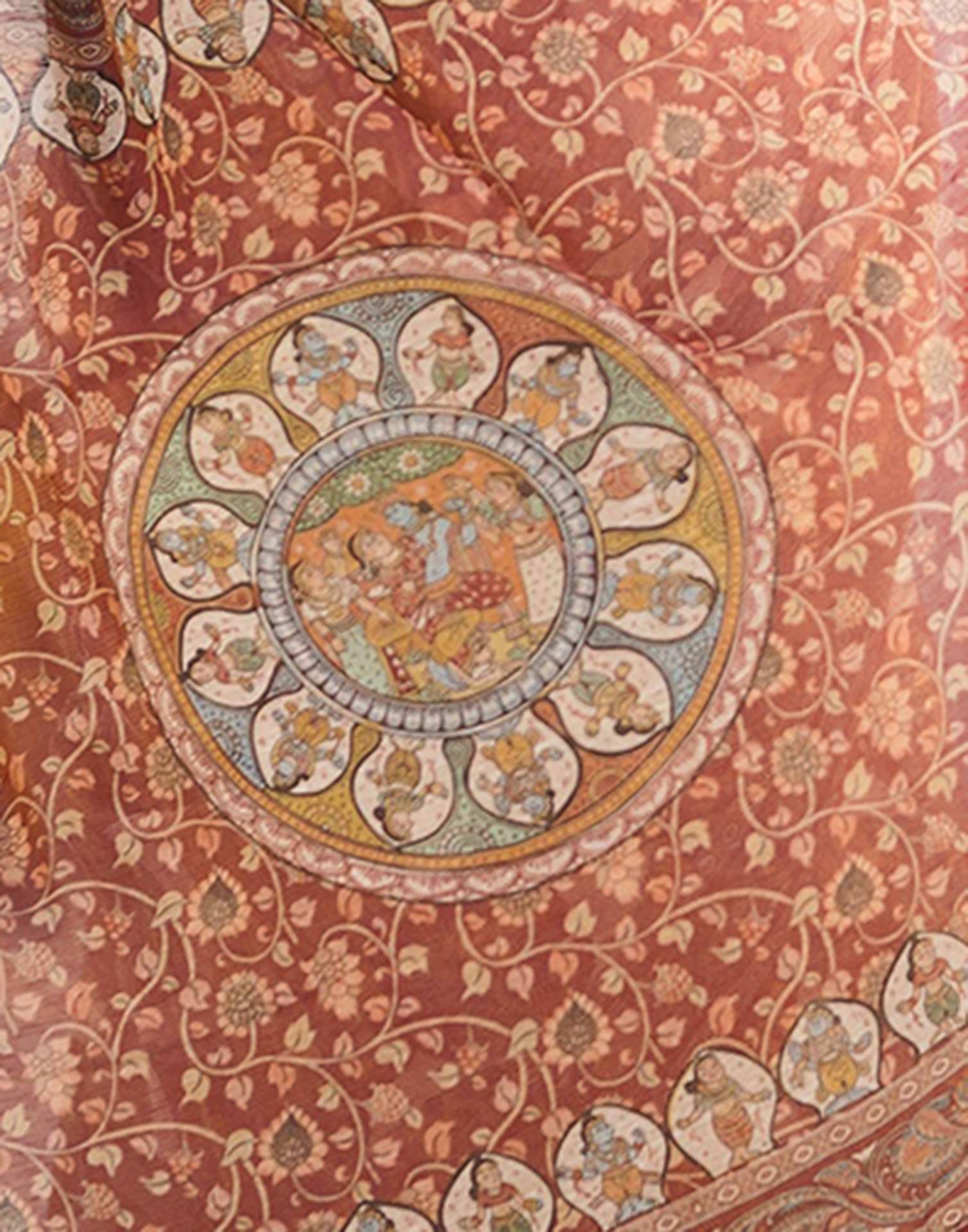 Beige Linen Printed Saree