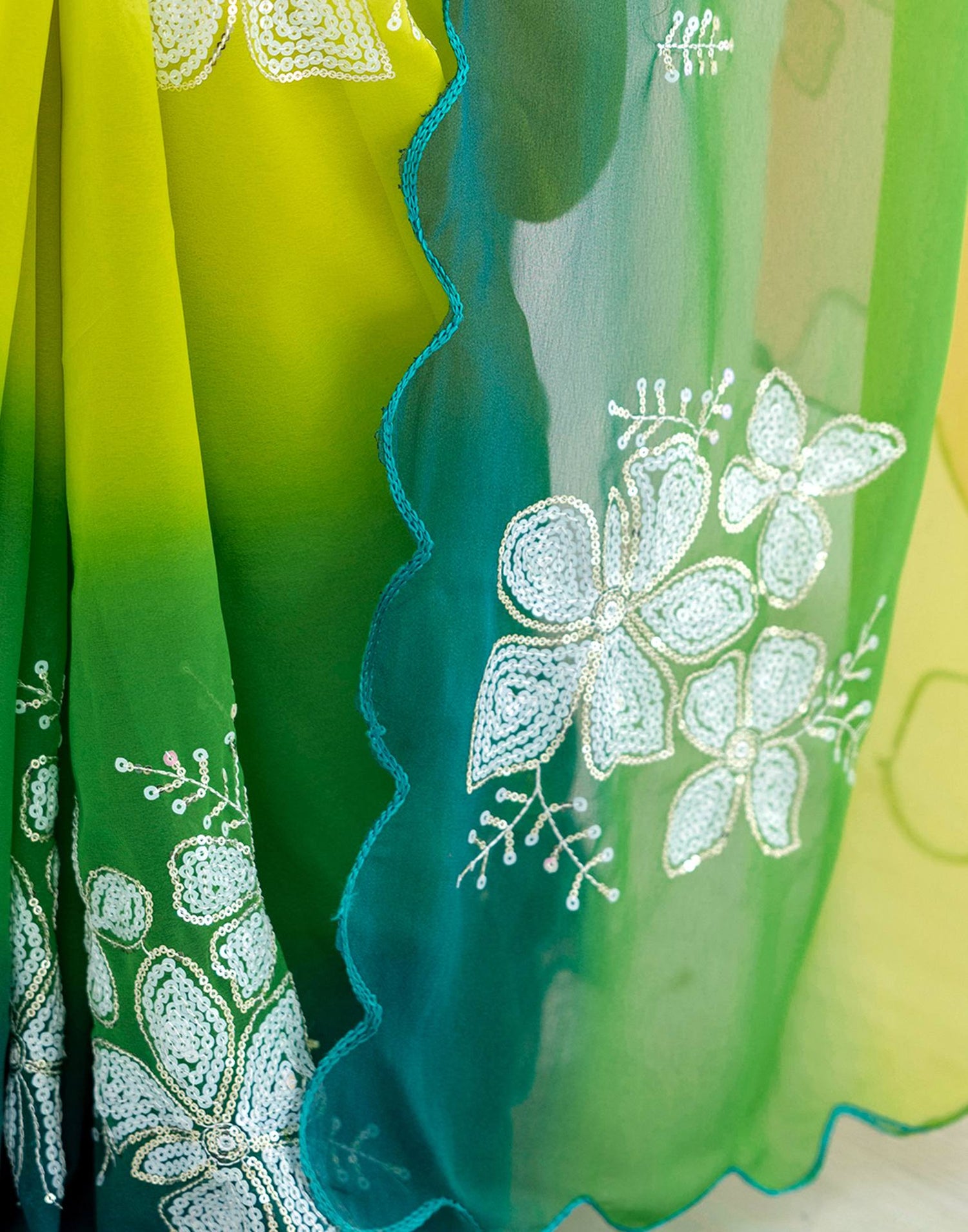 Pink Georgette Sequence Embroidery Saree