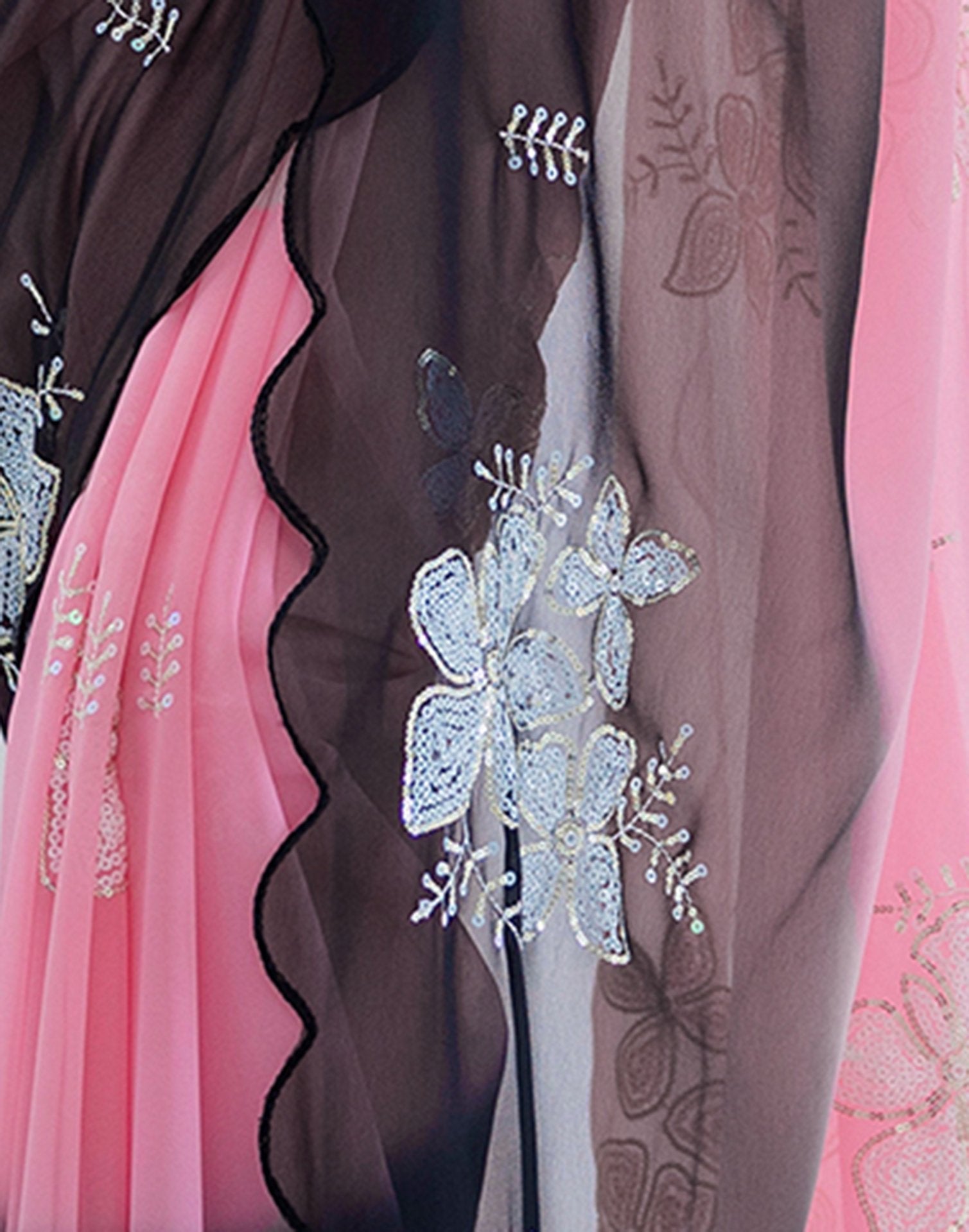 Pink Georgette Sequence Embroidery Saree