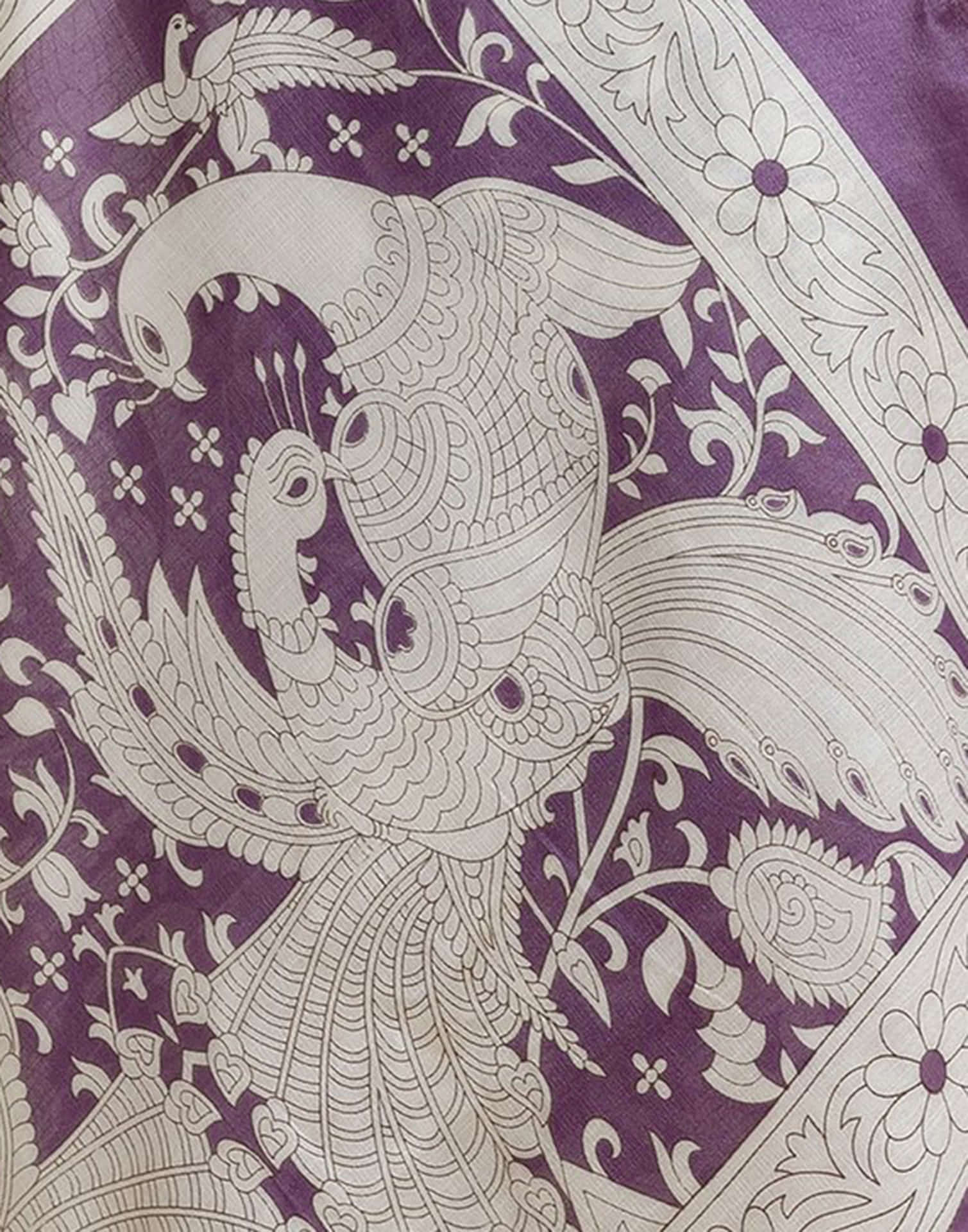 Mauve Cotton Blend Floral printed Saree