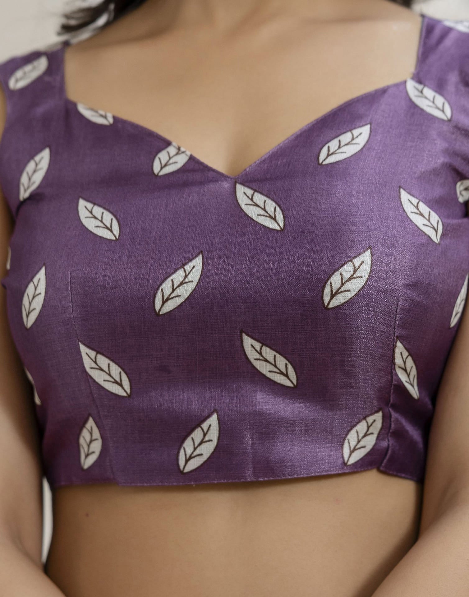 Mauve Cotton Blend Floral printed Saree