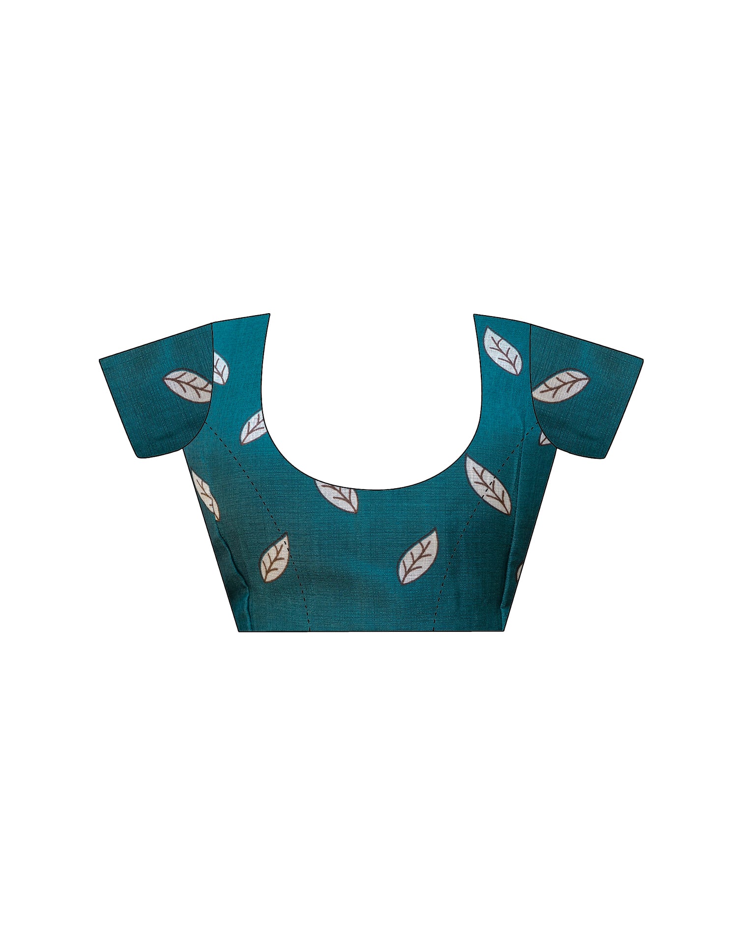 Teal Blue Cotton Blend Floral printed Saree