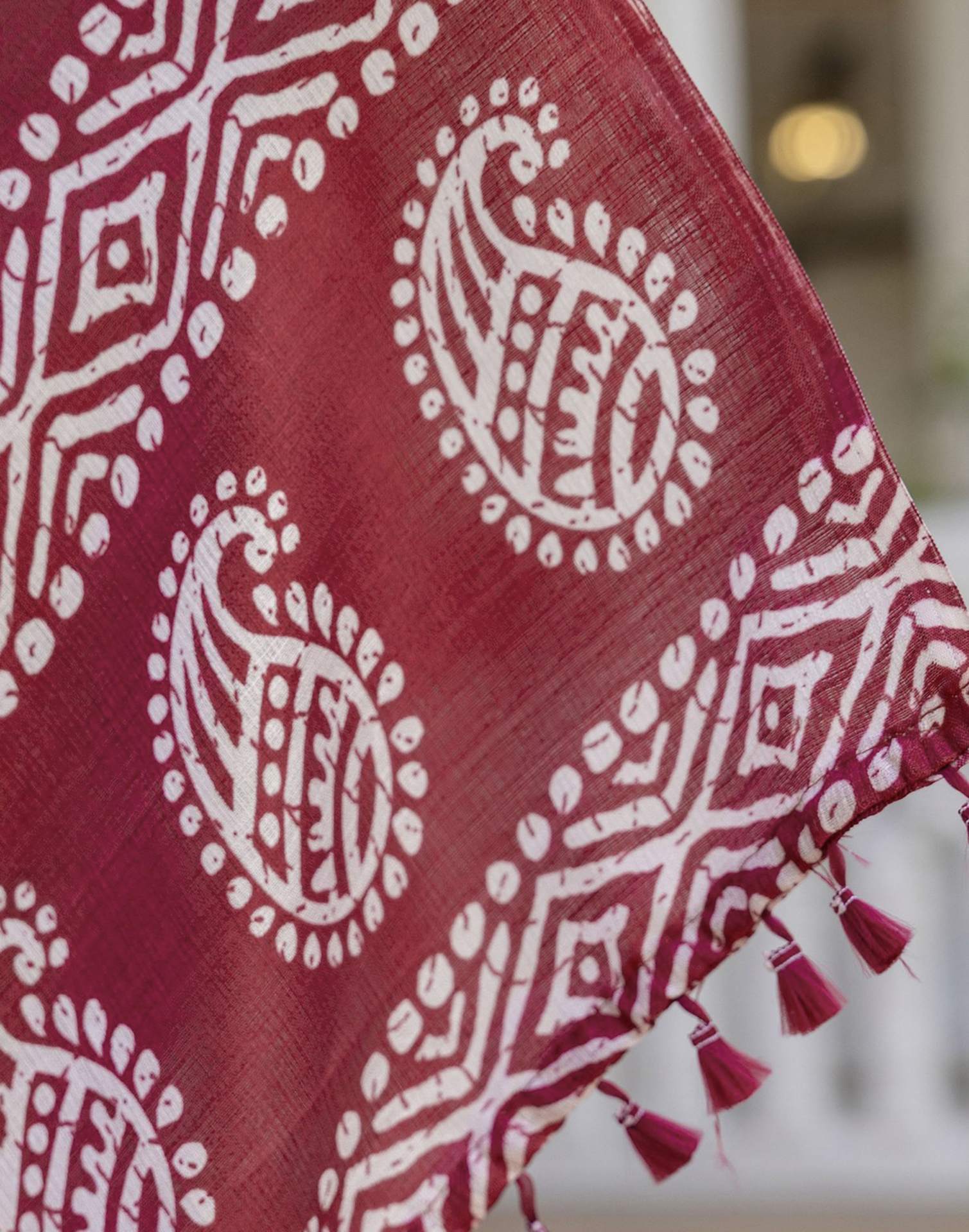 Maroon Cotton Blend Printed Saree