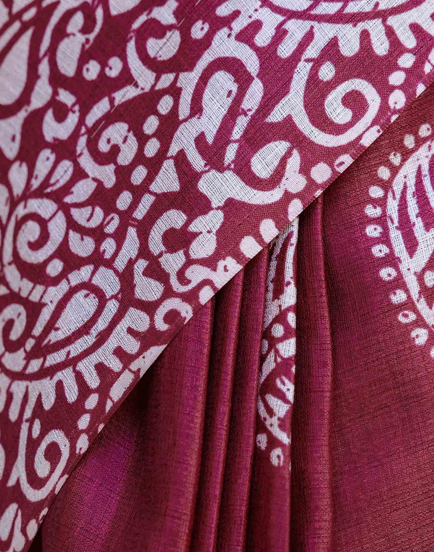 Maroon Cotton Blend Printed Saree