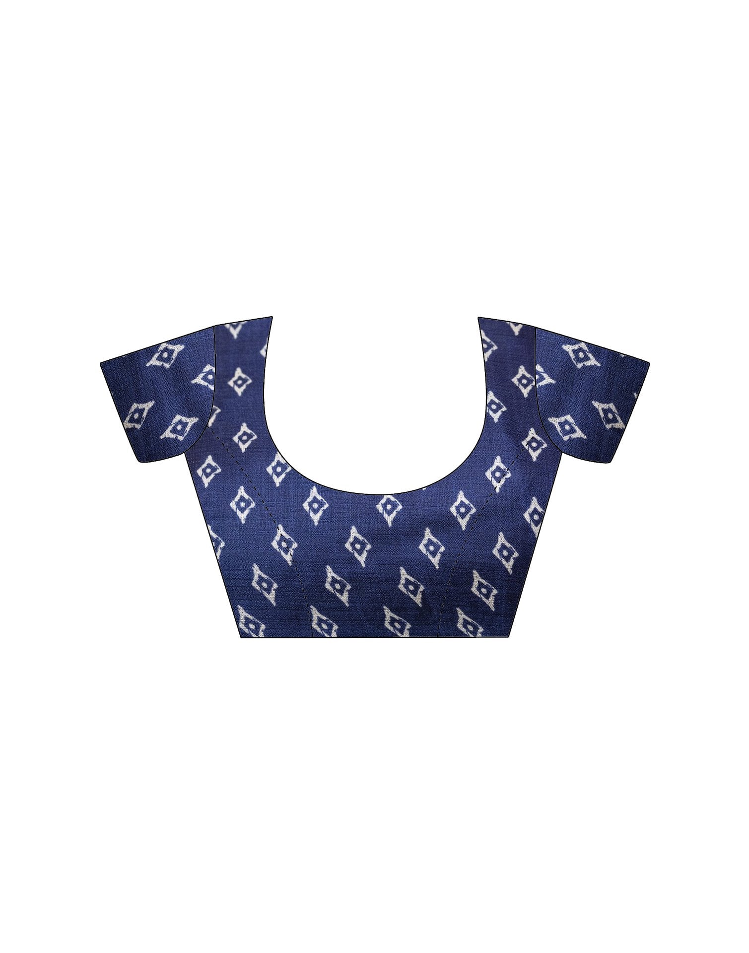 Dark Blue Cotton Blend Printed Saree