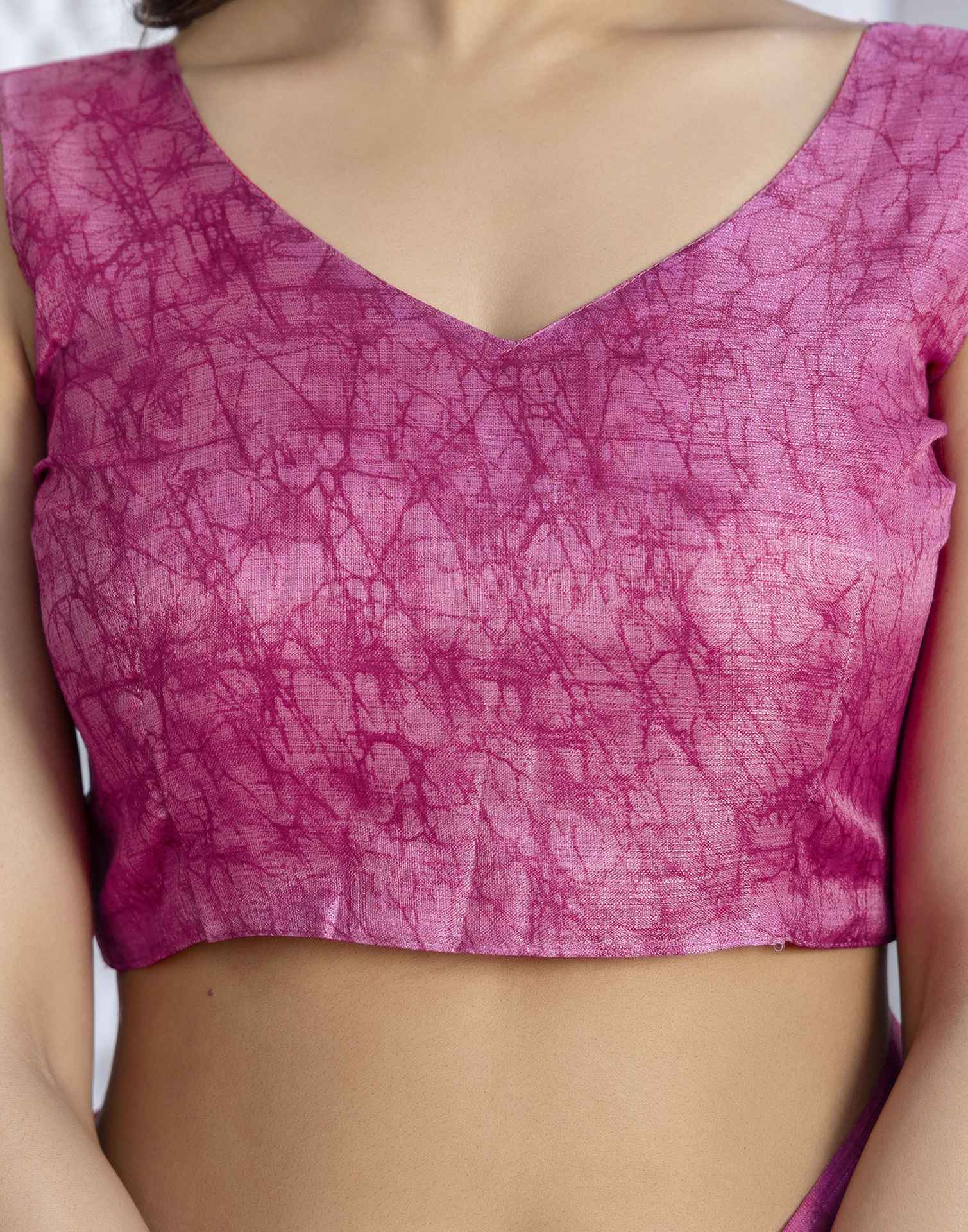 Pink Cotton Blend Floral Printed Saree