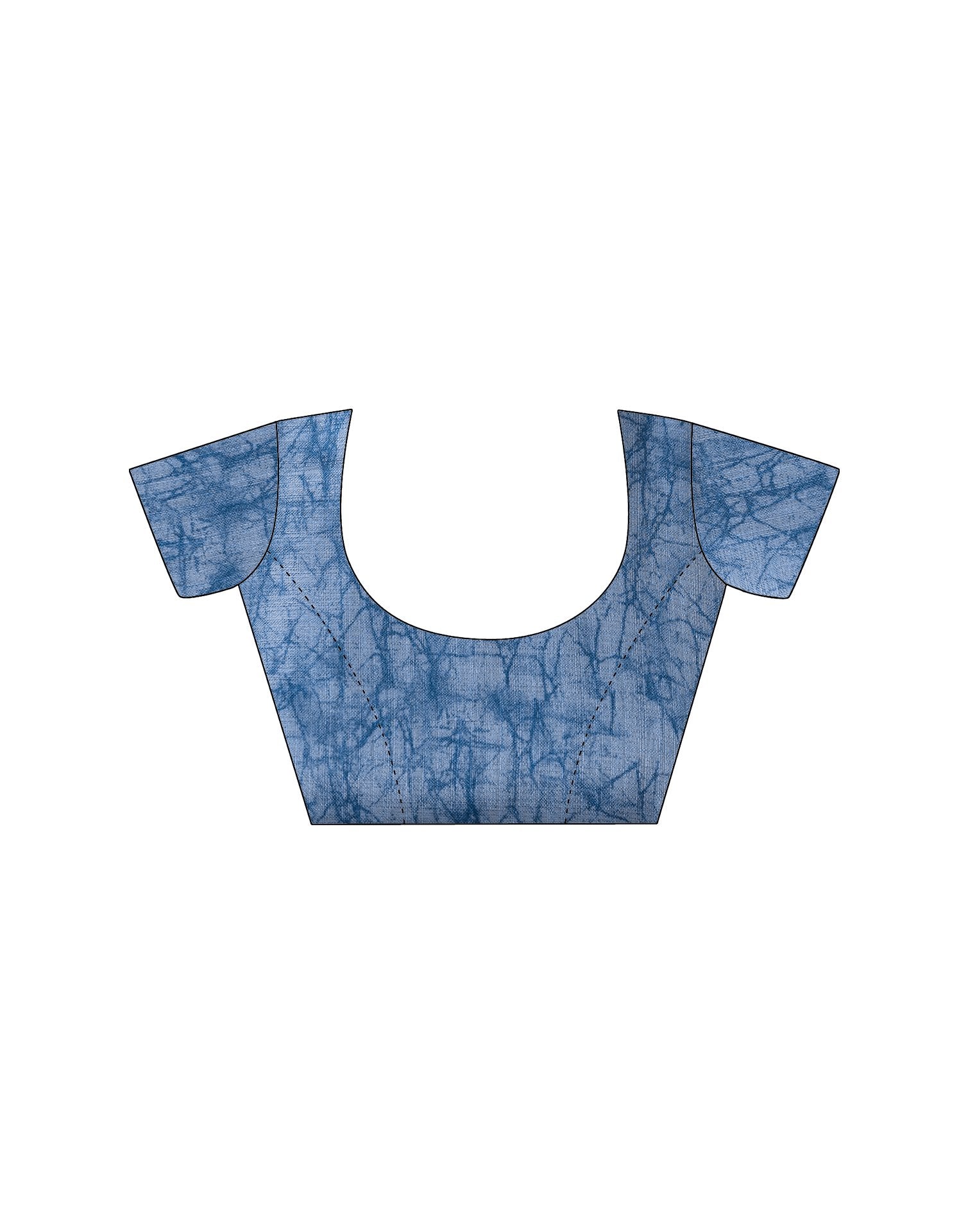 Blue Cotton Blend Floral Printed Saree