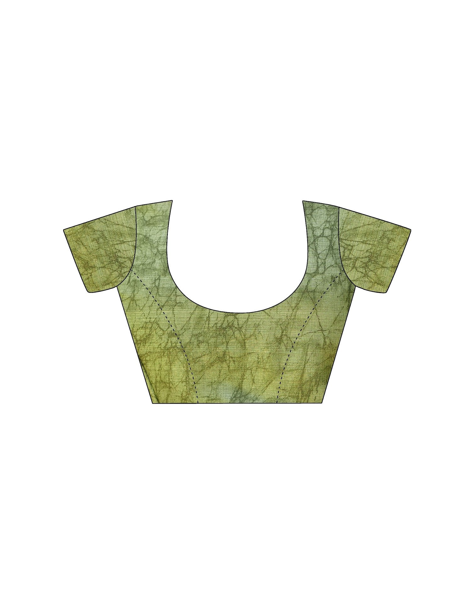 Olive Green Cotton Blend Floral Printed Saree