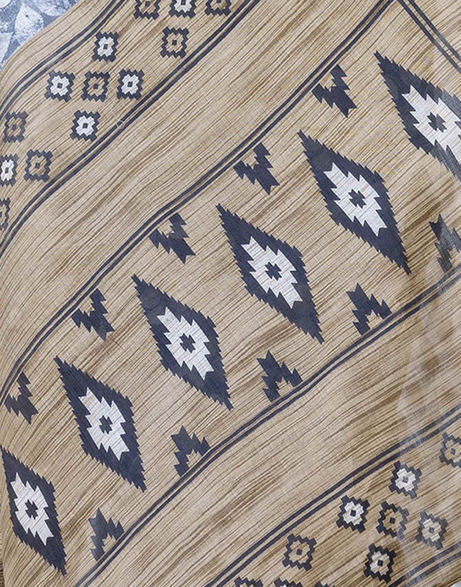 Grey Cotton Blend Printed Saree