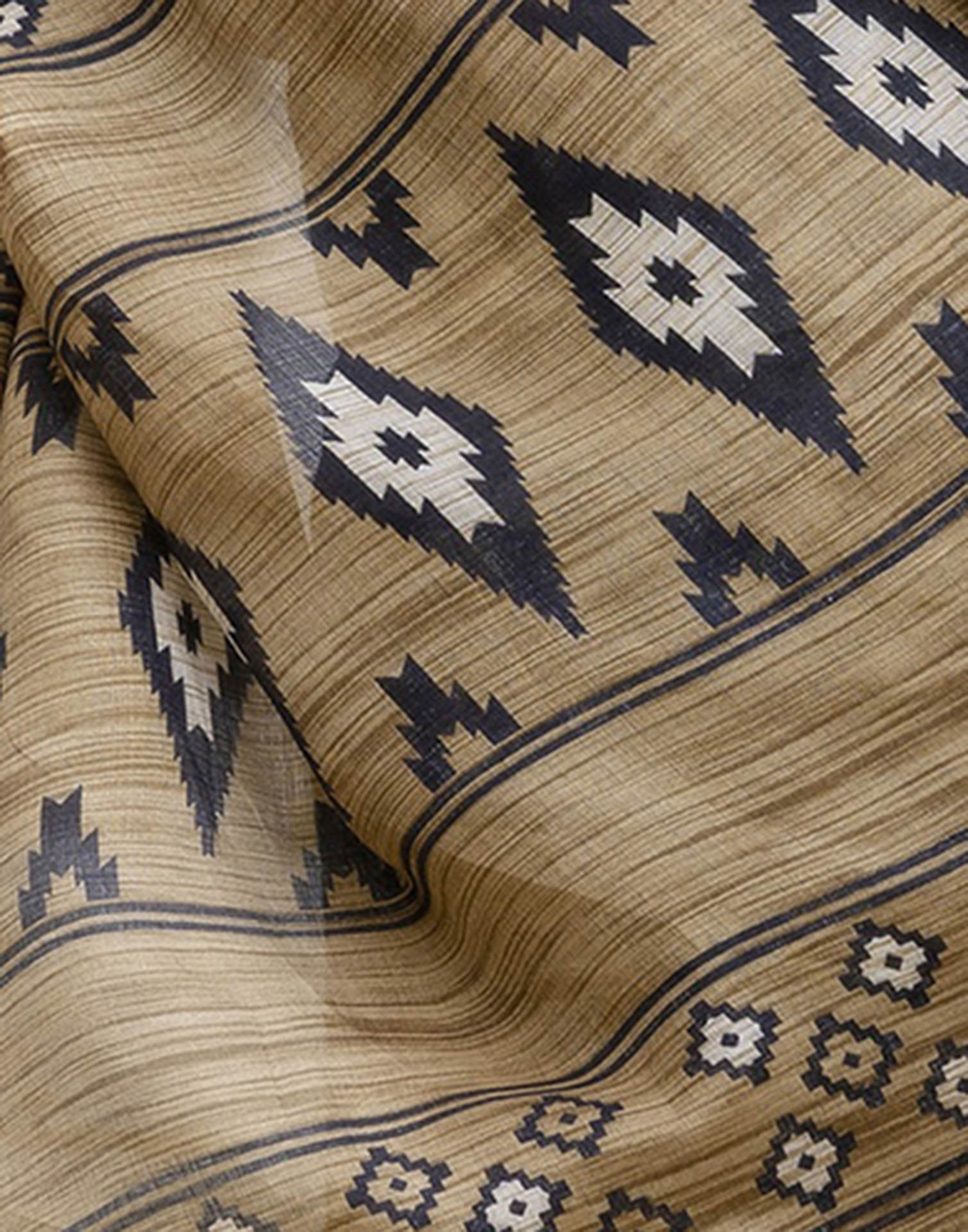 Dark Green Cotton Blend Printed Saree