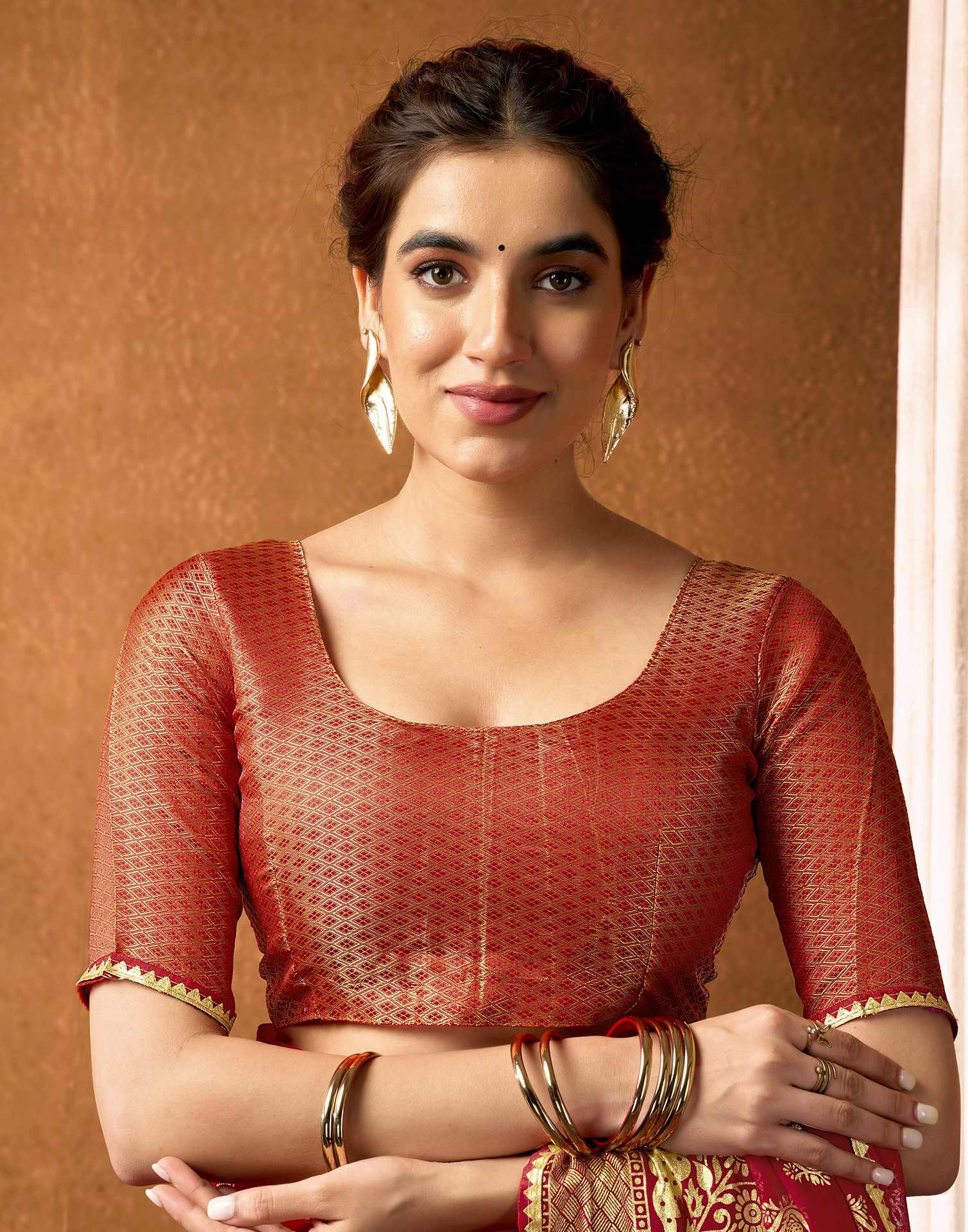 Red Georgette Foil Printed Saree