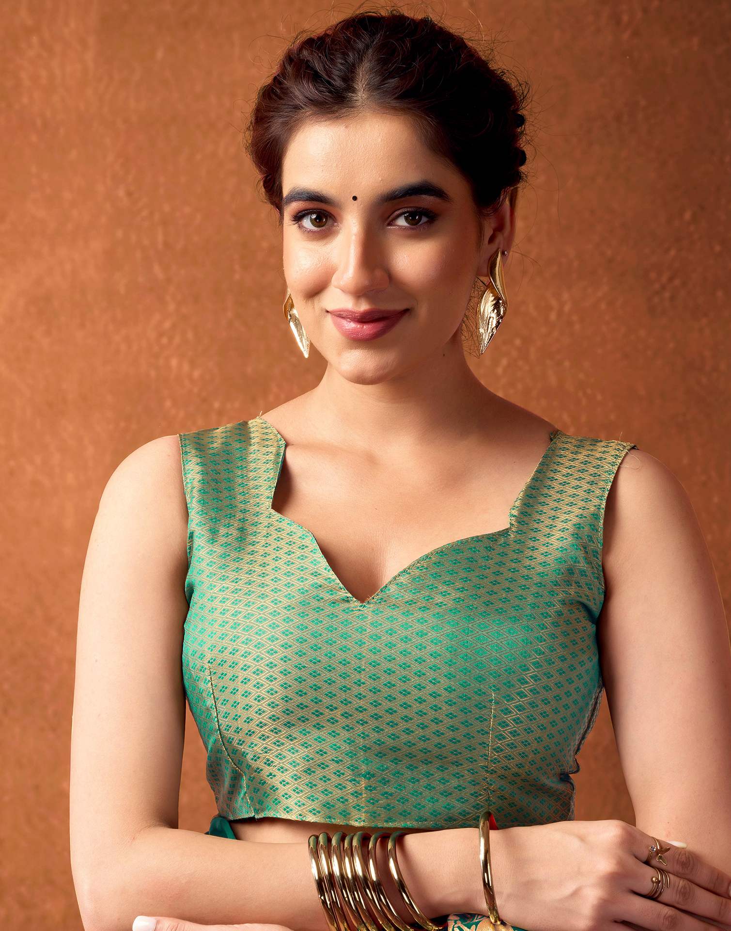 Teal Green Georgette Foil Printed Saree